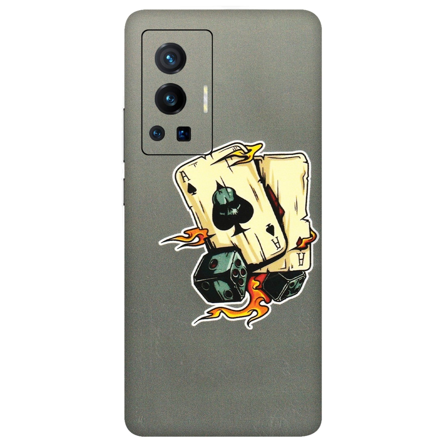 VIVO Z/V/X/T/U/S Series Phone Skins (All Models) - Grey Cards Of Ace - 3D Embossed Finish (L-77) Vivo X70 Pro (5G)