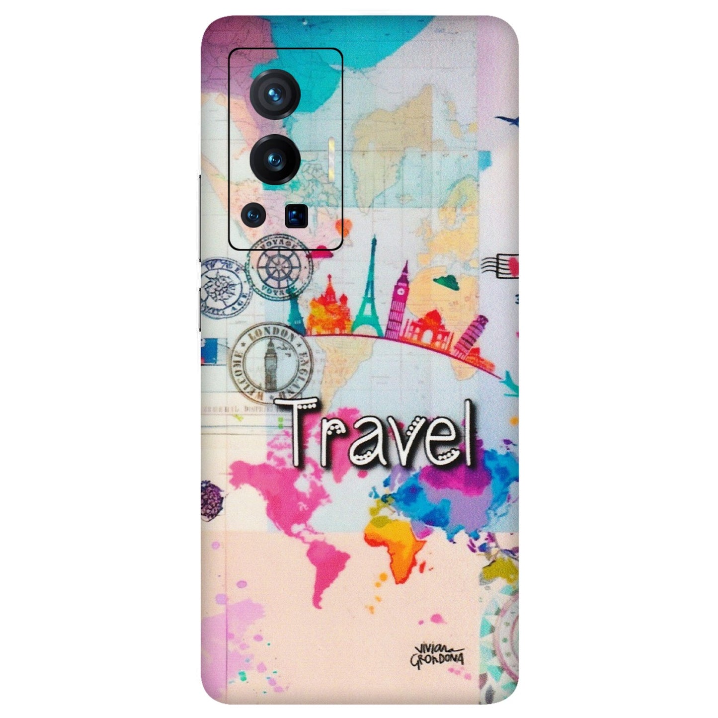 VIVO Z/V/X/T/U/S Series Phone Skins (All Models) - Travel The Wonders - Matte Finish (M-108) Vivo X70 Pro (5G)