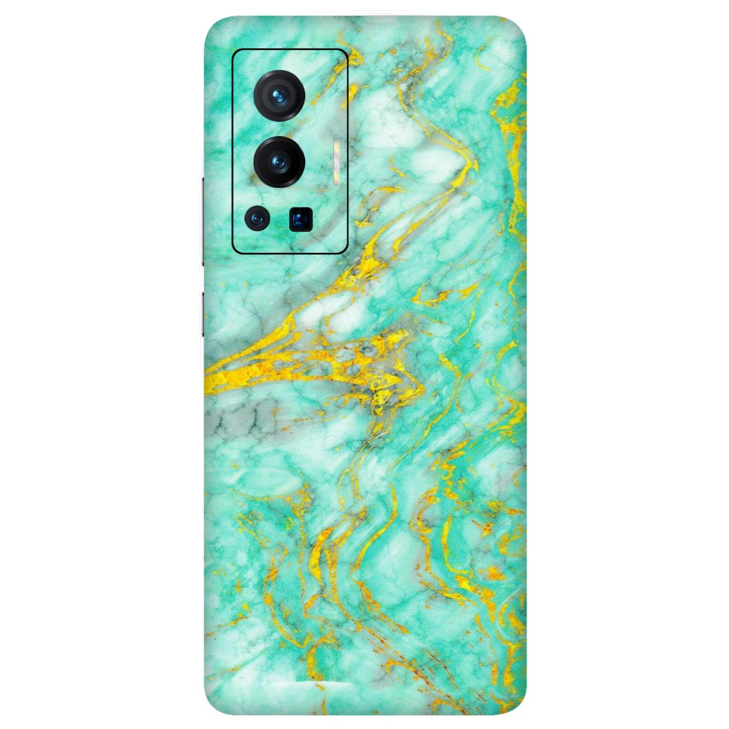VIVO Z/V/X/T/U/S Series Phone Skins (All Models) - Green And Gold Marble Feel - Matte Finish (M-16) Vivo X70 Pro (5G)