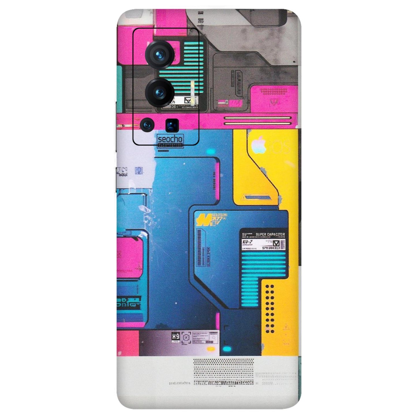 VIVO Z/V/X/T/U/S Series Phone Skins (All Models) - Colourfull Motherboard Internals - Matte Finish (M-55) Vivo X70 Pro (5G)