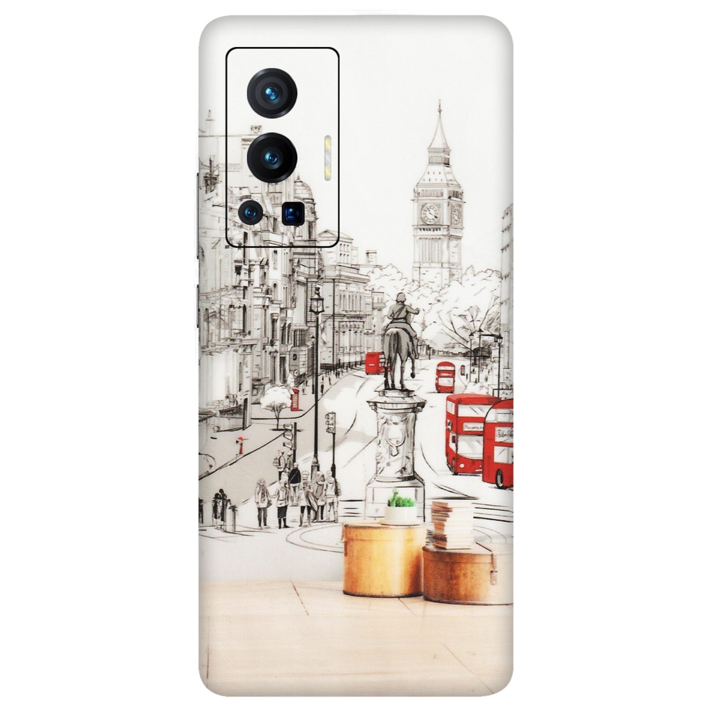 VIVO Z/V/X/T/U/S Series Phone Skins (All Models) - London Street - Transparent Finish (T-02) Vivo X70 Pro (5G)