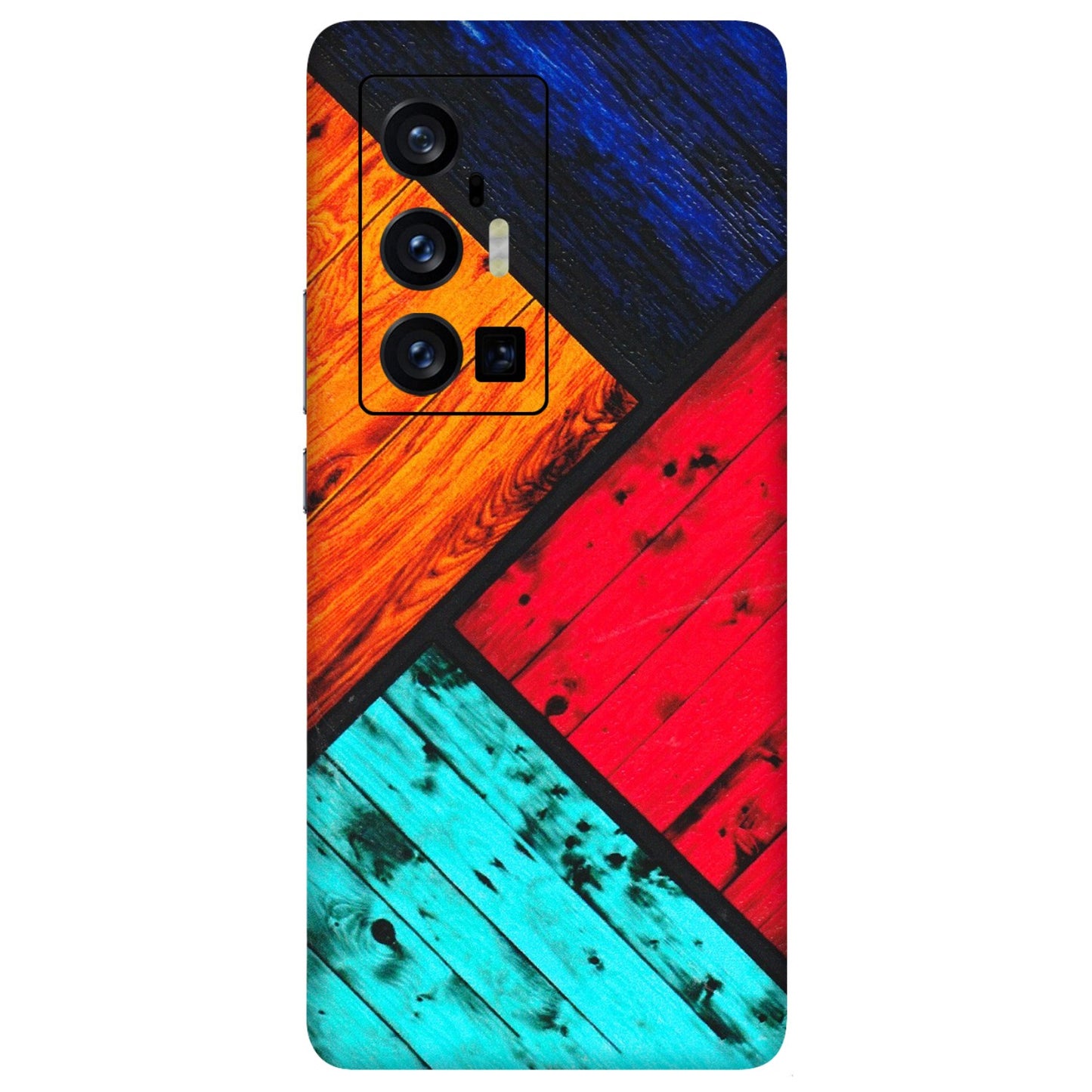 VIVO Z/V/X/T/U/S Series Phone Skins (All Models) - Colourful Wood Panels Abstract - 3D Embossed Finish (L-09) Vivo X70 Pro Plus (5G)