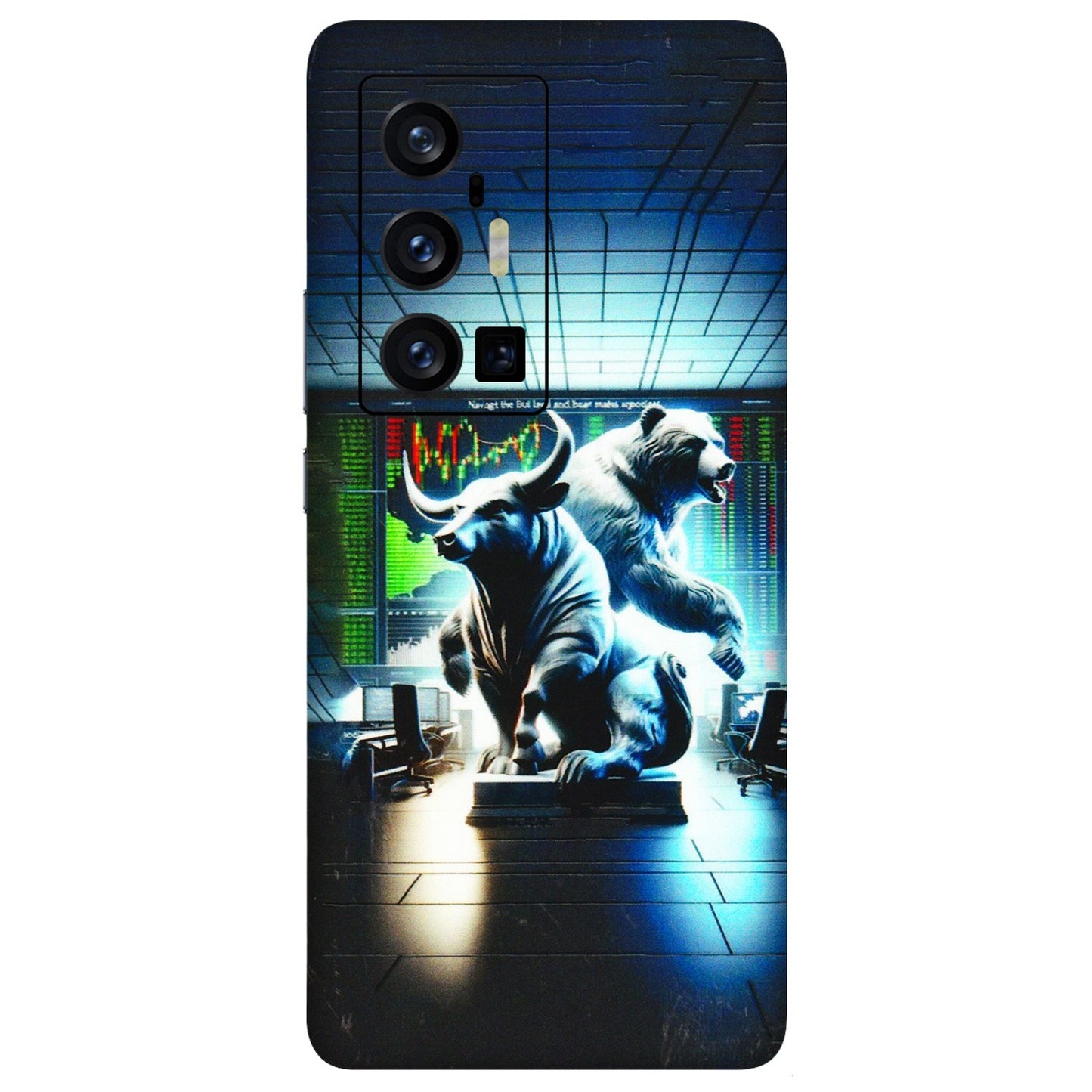 VIVO Z/V/X/T/U/S Series Phone Skins (All Models) - Stock Market Sensex Bear vs Bulls - 3D Embossed Finish (L-15) Vivo X70 Pro Plus (5G)