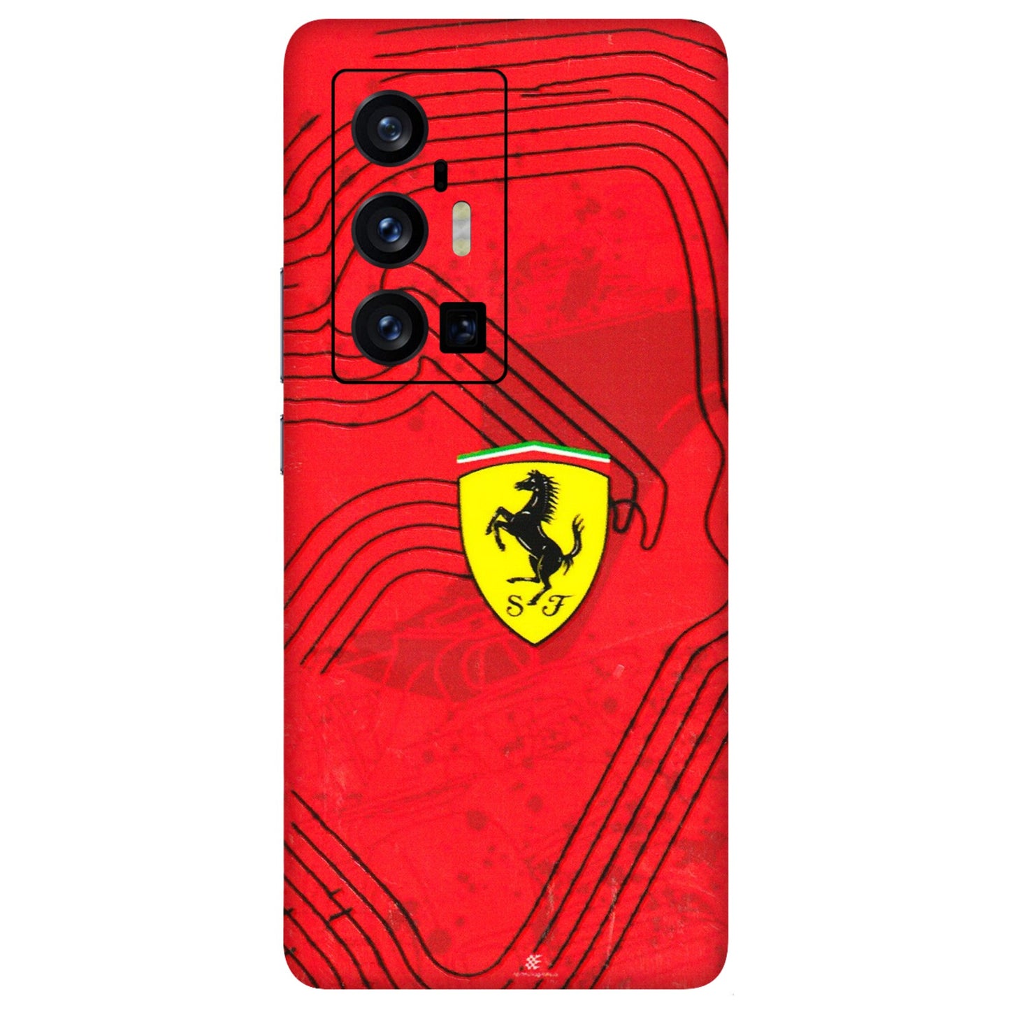 VIVO Z/V/X/T/U/S Series Phone Skins (All Models) - Red Ferrari Logo Stylish - 3D Embossed Finish (L-238) Vivo X70 Pro Plus (5G)