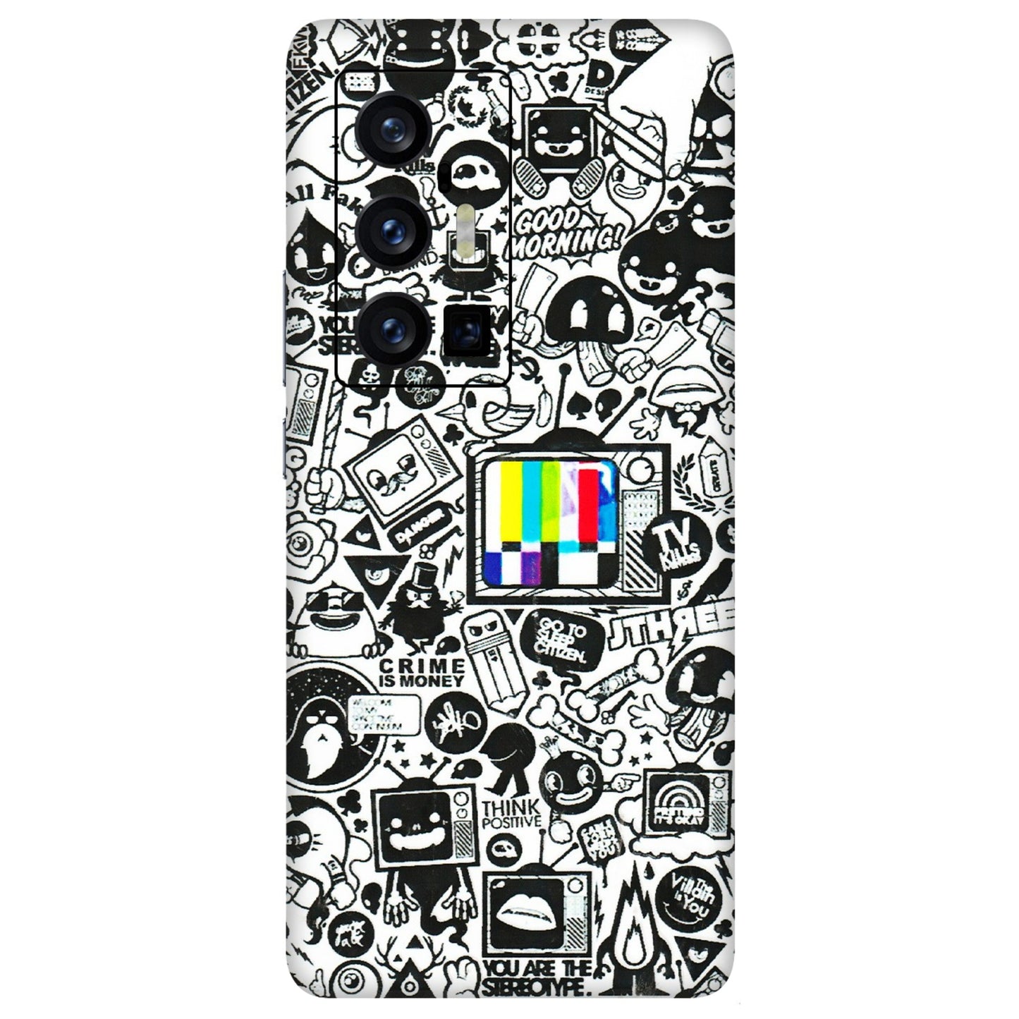 VIVO Z/V/X/T/U/S Series Phone Skins (All Models) - Doodles Positive Art - 3D Embossed Finish (L-263) Vivo X70 Pro Plus (5G)