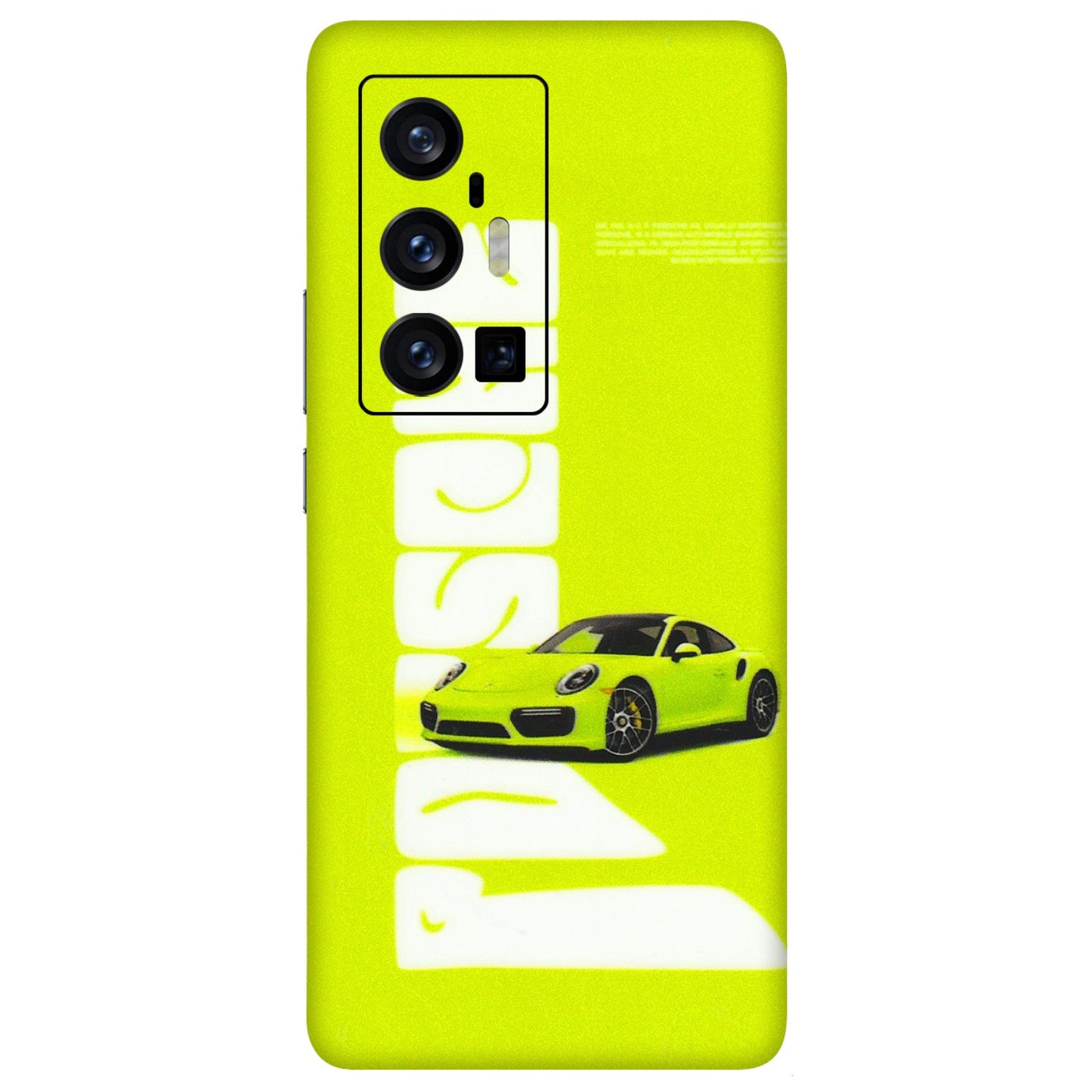 VIVO Z/V/X/T/U/S Series Phone Skins (All Models) - Lime Green Porche - 3D Embossed Finish (L-30) Vivo X70 Pro Plus (5G)
