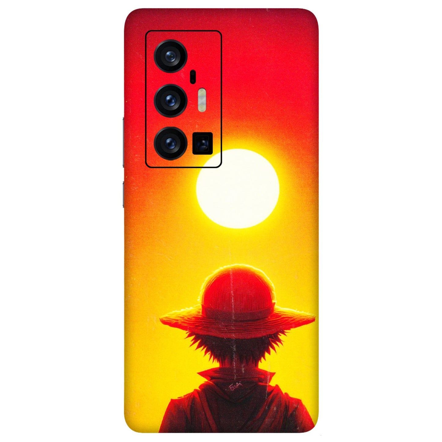 VIVO Z/V/X/T/U/S Series Phone Skins (All Models) - Cool Sunset With Monkey D.Luffy Anime - 3D Embossed Finish (L-329) Vivo X70 Pro Plus (5G)