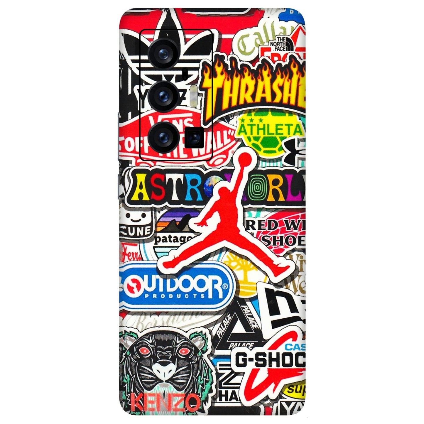 VIVO Z/V/X/T/U/S Series Phone Skins (All Models) - Multi Brands Sticker Graffiti - 3D Embossed Finish (L-37) Vivo X70 Pro Plus (5G)