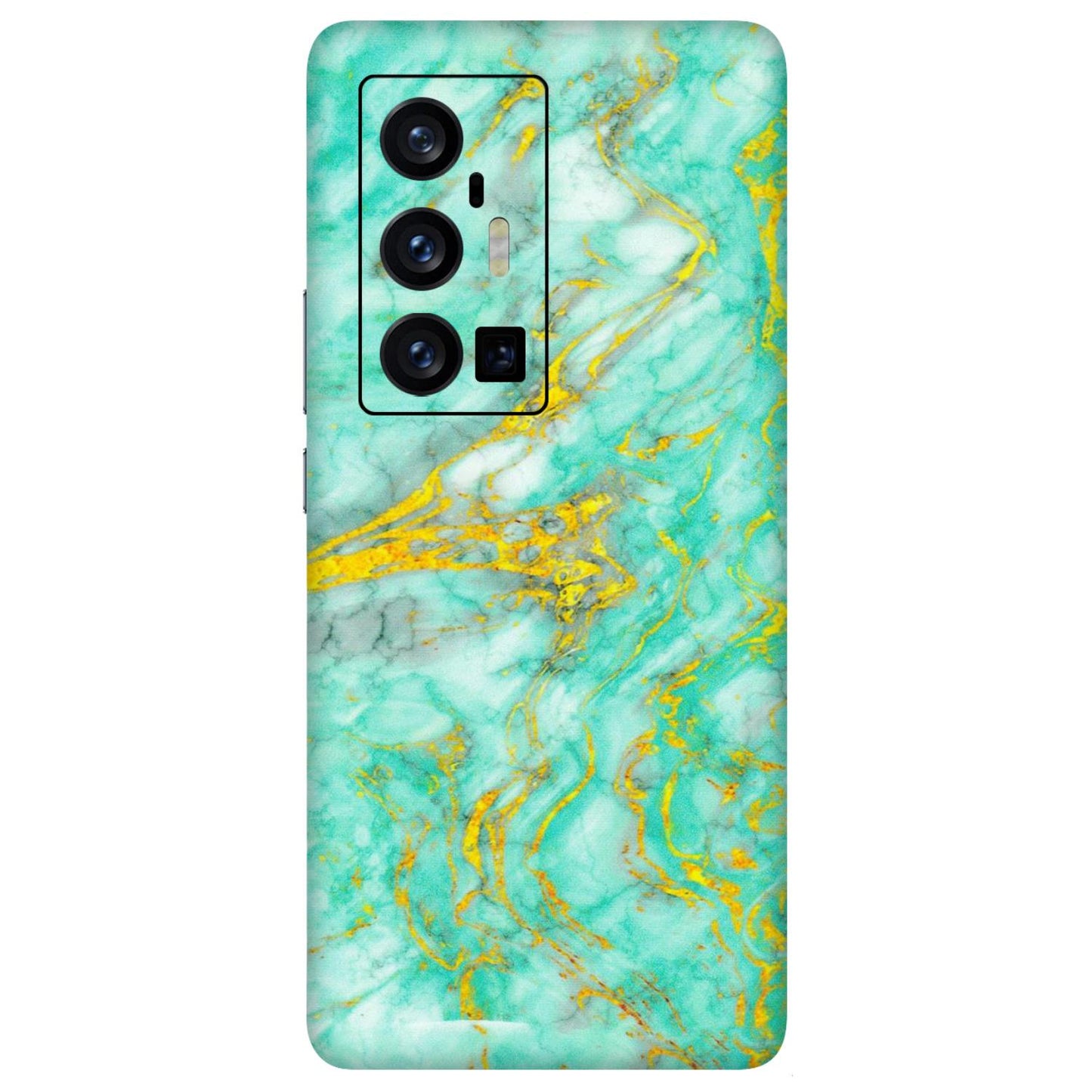 VIVO Z/V/X/T/U/S Series Phone Skins (All Models) - Green And Gold Marble Feel - Matte Finish (M-16) Vivo X70 Pro Plus (5G)