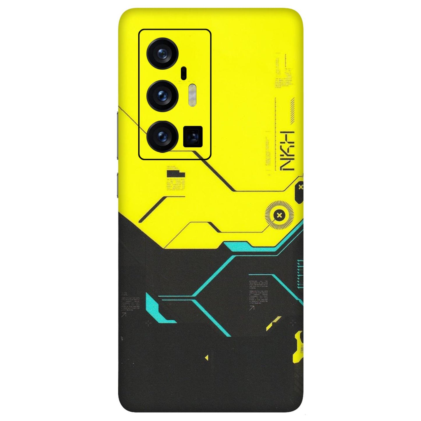 VIVO Z/V/X/T/U/S Series Phone Skins (All Models) - Black Yellow Technica - Matte Finish (M-53) Vivo X70 Pro Plus (5G)