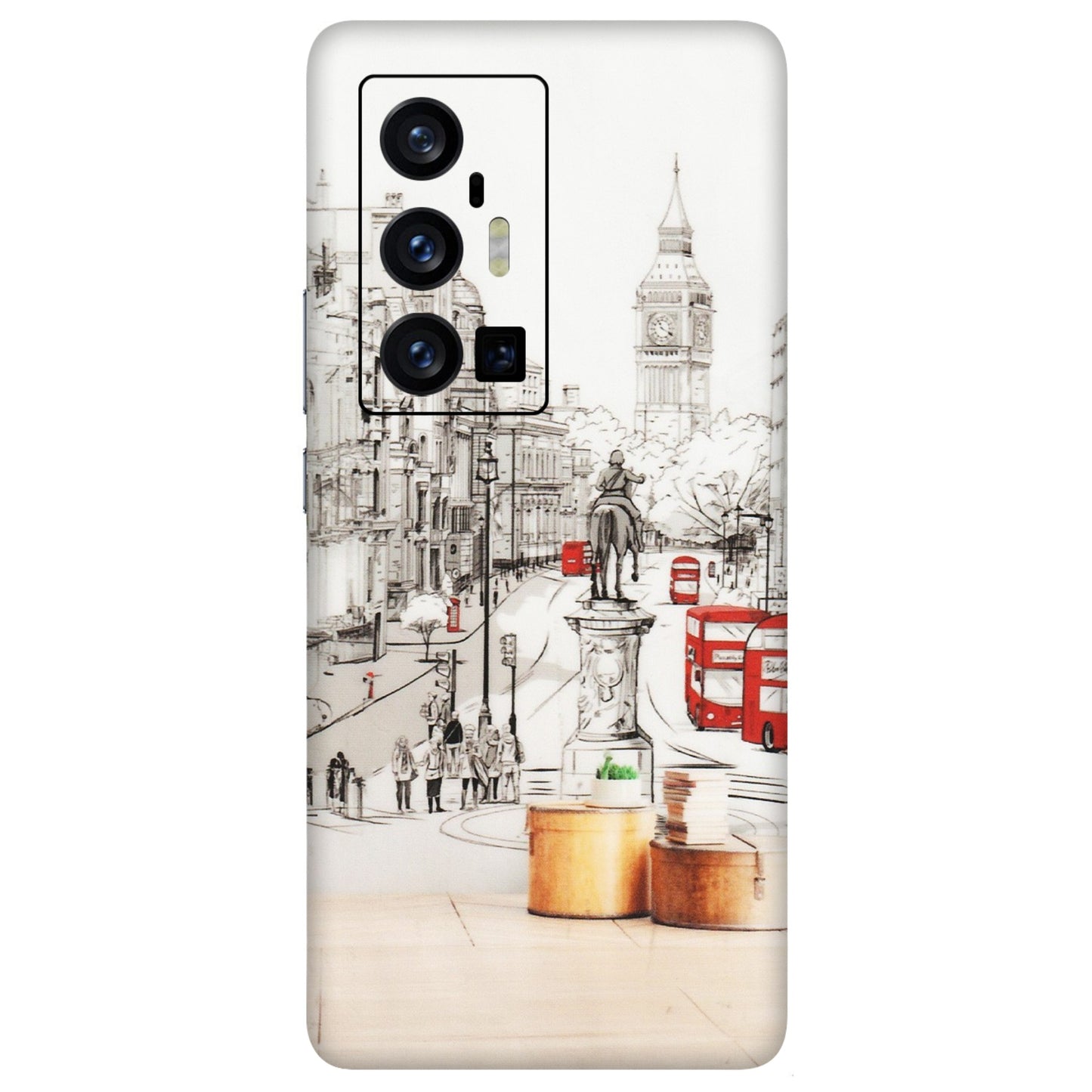 VIVO Z/V/X/T/U/S Series Phone Skins (All Models) - London Street - Transparent Finish (T-02) Vivo X70 Pro Plus (5G)
