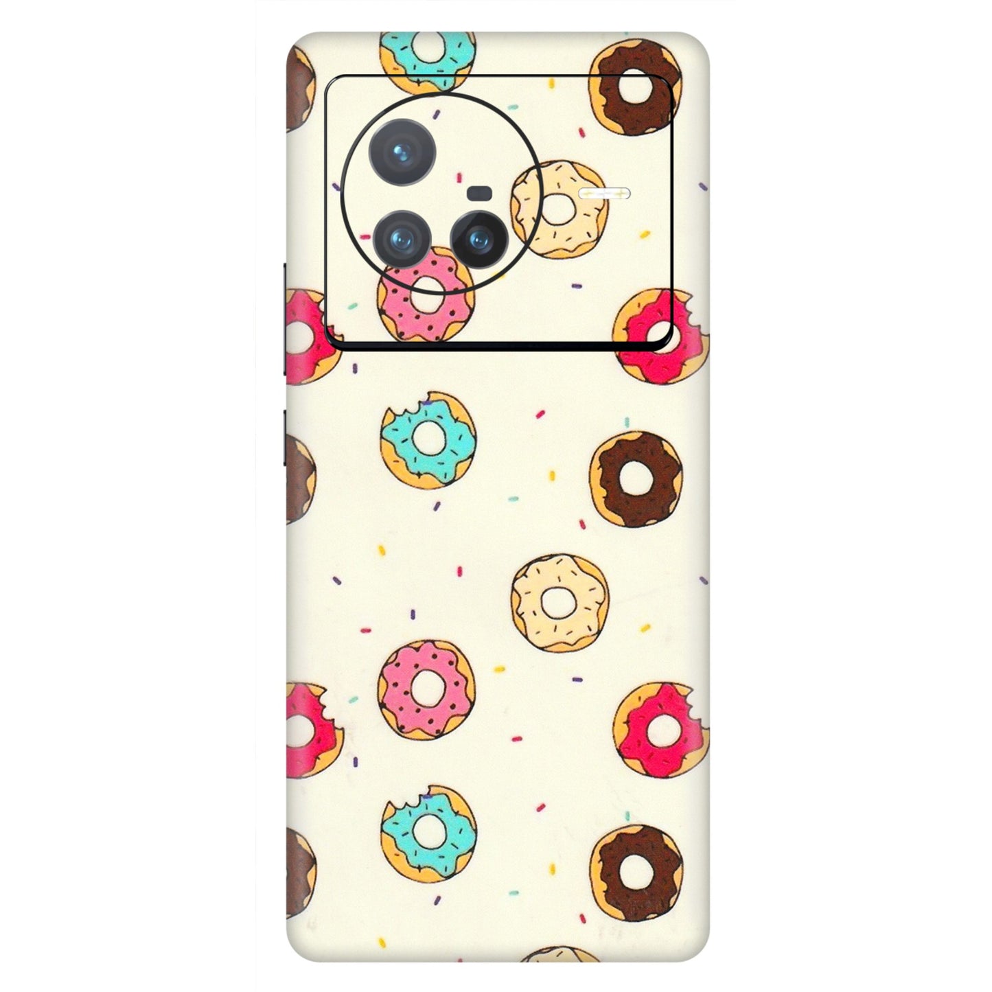 VIVO Z/V/X/T/U/S Series Phone Skins (All Models) - Mini Donuts Doodle Art - 3D Embossed Finish (L-122) Vivo X80 (5G)