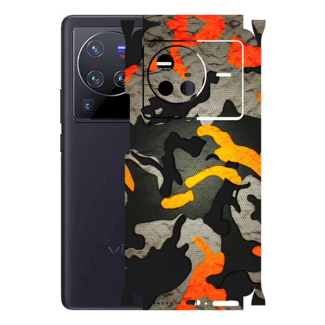 VIVO Z/V/X/T/U/S Series Phone Skins (All Models) - Orange Camouflage - 3D Embossed Finish (L-204) Vivo X80 (5G)
