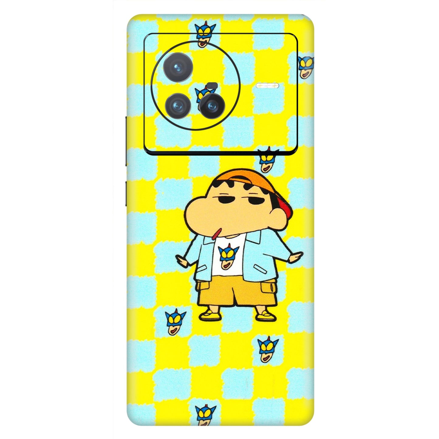 VIVO Z/V/X/T/U/S Series Phone Skins (All Models) - Yellow Blue Shinchan Cute - 3D Embossed Finish (L-221) Vivo X80 (5G)