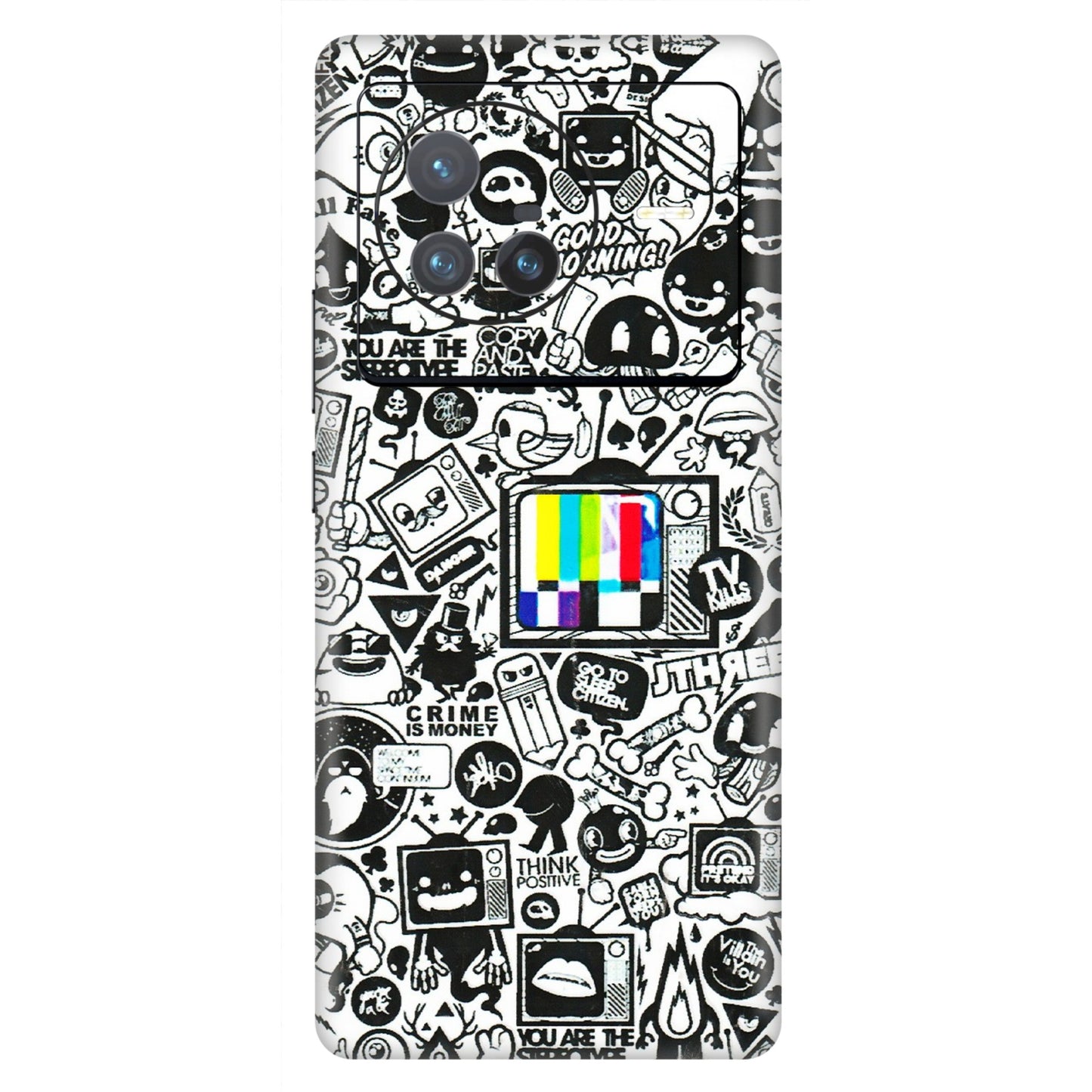 VIVO Z/V/X/T/U/S Series Phone Skins (All Models) - Doodles Positive Art - 3D Embossed Finish (L-263) Vivo X80 (5G)