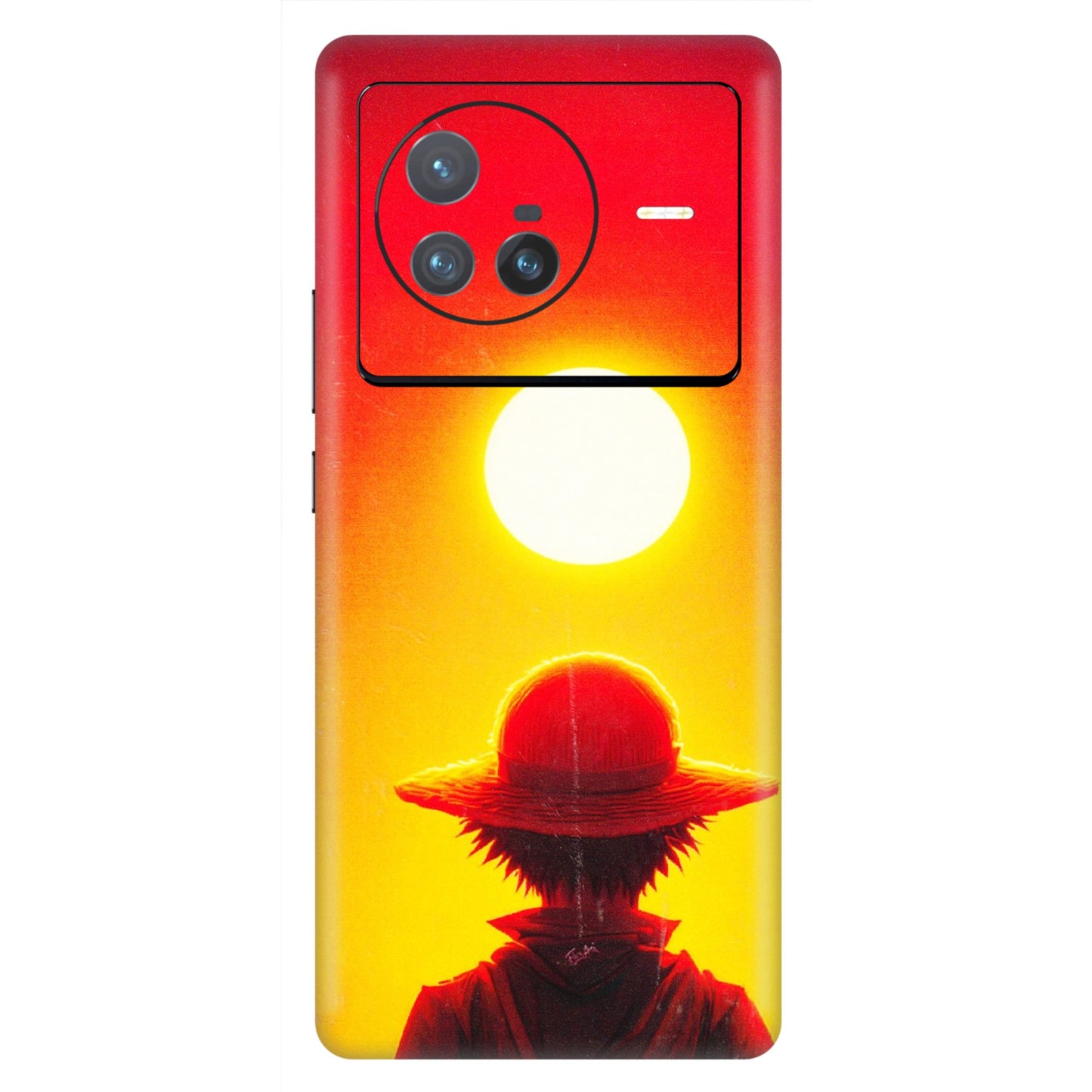 VIVO Z/V/X/T/U/S Series Phone Skins (All Models) - Cool Sunset With Monkey D.Luffy Anime - 3D Embossed Finish (L-329) Vivo X80 (5G)