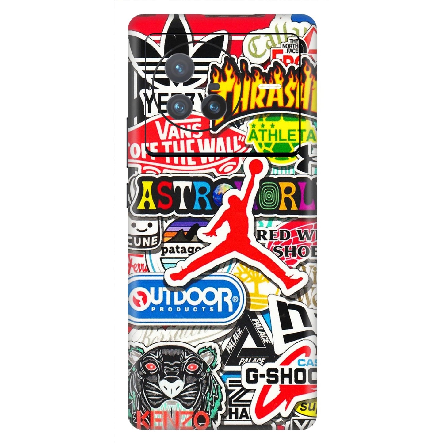 VIVO Z/V/X/T/U/S Series Phone Skins (All Models) - Multi Brands Sticker Graffiti - 3D Embossed Finish (L-37) Vivo X80 (5G)