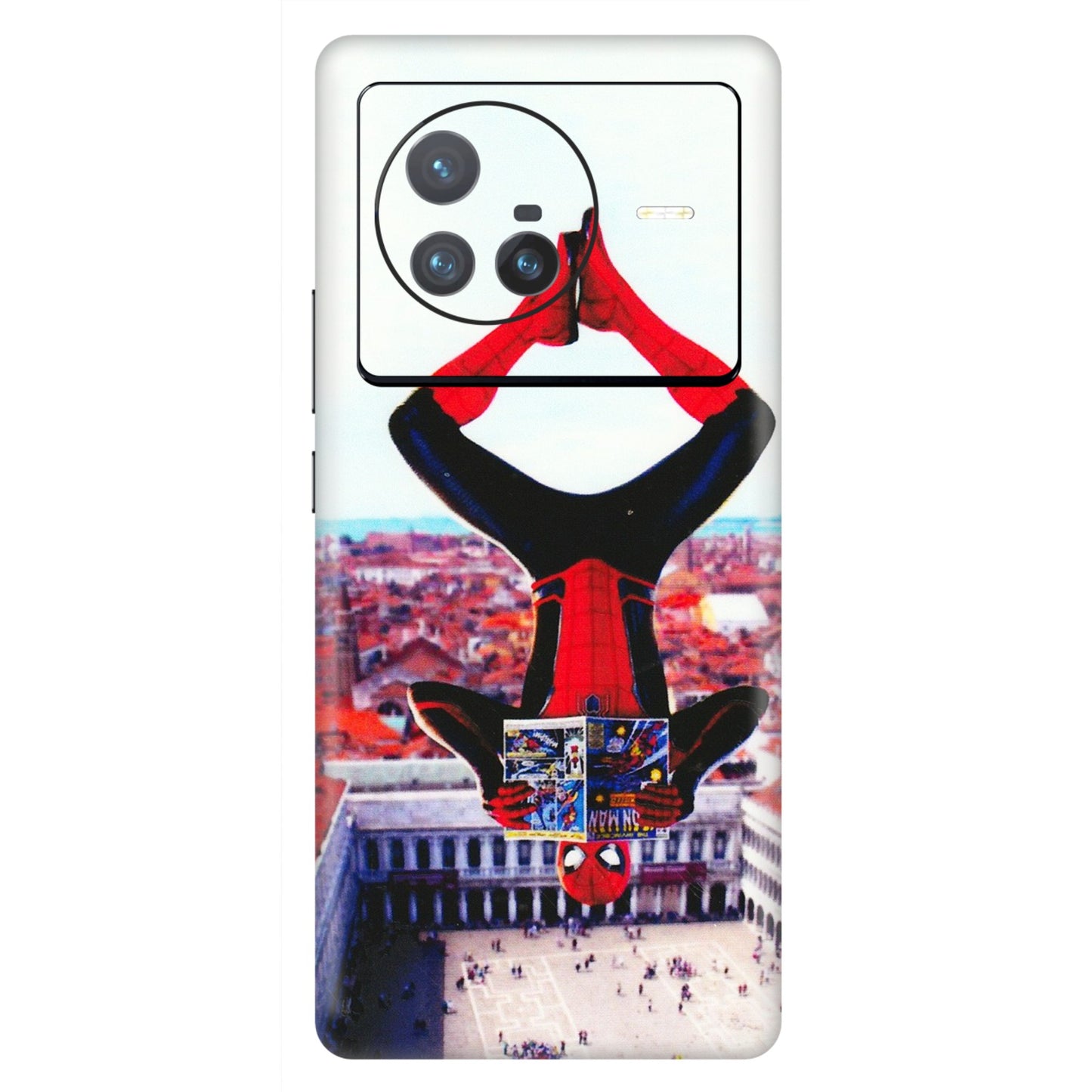 VIVO Z/V/X/T/U/S Series Phone Skins (All Models) - Spiderman Hanging - 3D Embossed Finish (L-53) Vivo X80 (5G)