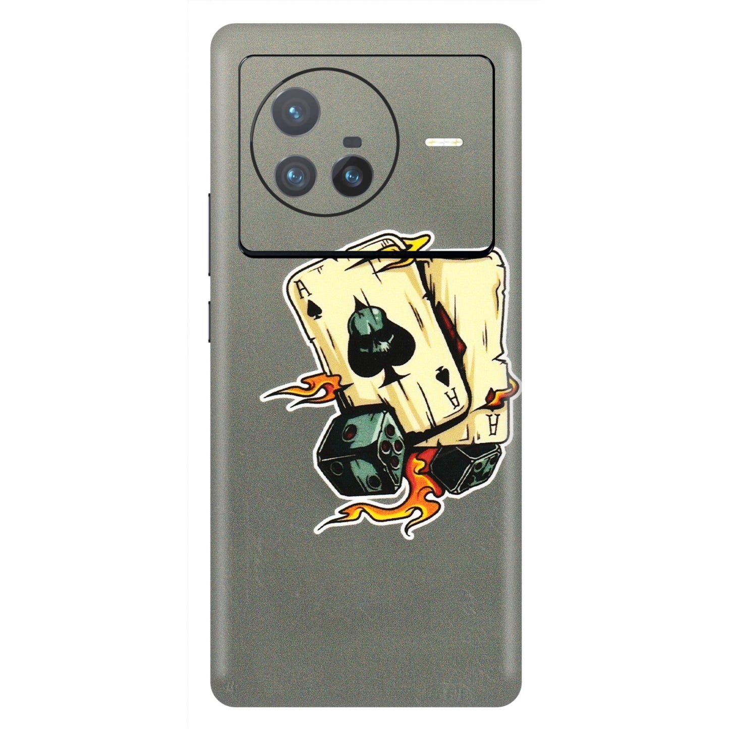 VIVO Z/V/X/T/U/S Series Phone Skins (All Models) - Grey Cards Of Ace - 3D Embossed Finish (L-77) Vivo X80 (5G)