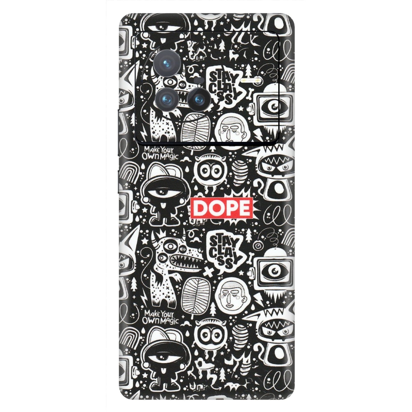 VIVO Z/V/X/T/U/S Series Phone Skins (All Models) - Dope Stay Classy Black Doodles - Matte Finish (M-126) Vivo X80 (5G)