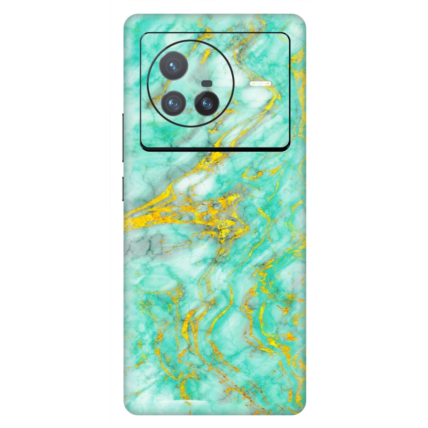 VIVO Z/V/X/T/U/S Series Phone Skins (All Models) - Green And Gold Marble Feel - Matte Finish (M-16) Vivo X80 (5G)