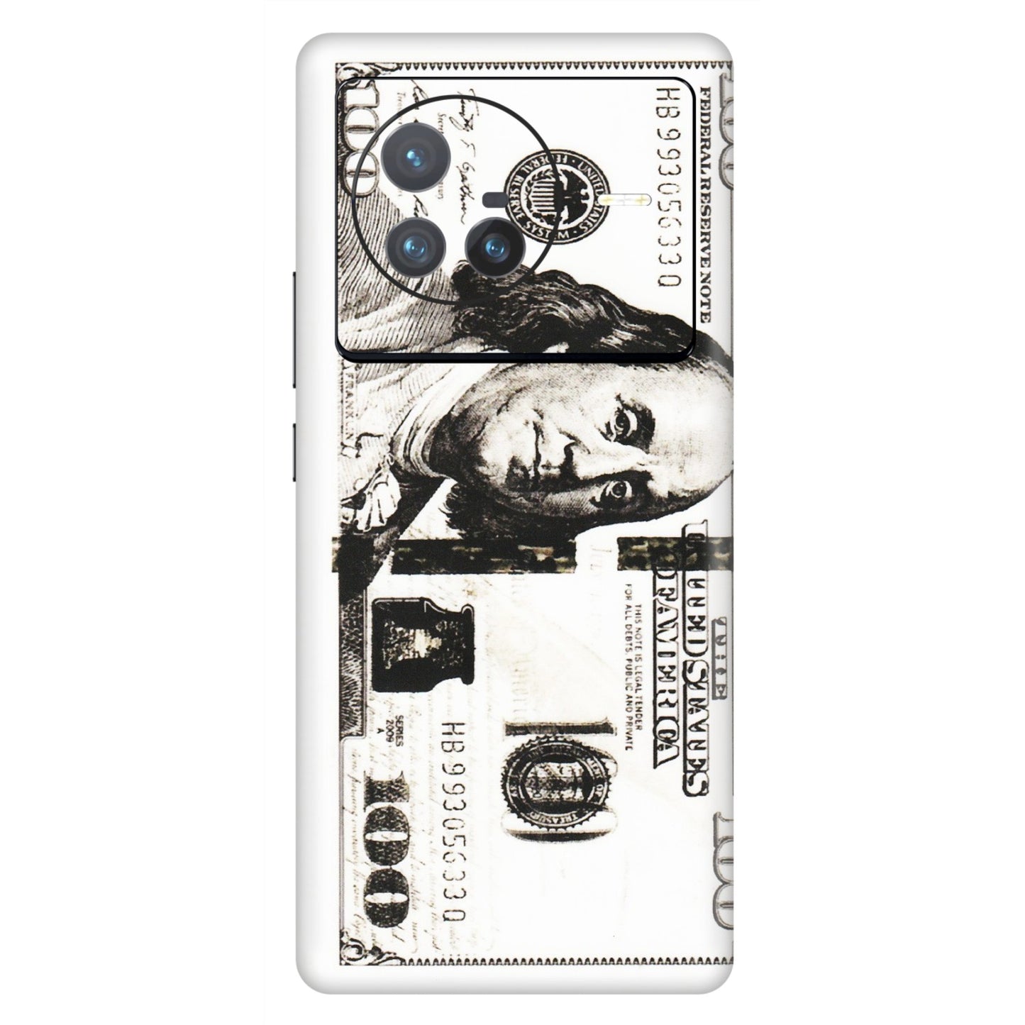 VIVO Z/V/X/T/U/S Series Phone Skins (All Models) - 100 Dollar Currency - Transparent Finish (T-01) Vivo X80 (5G)