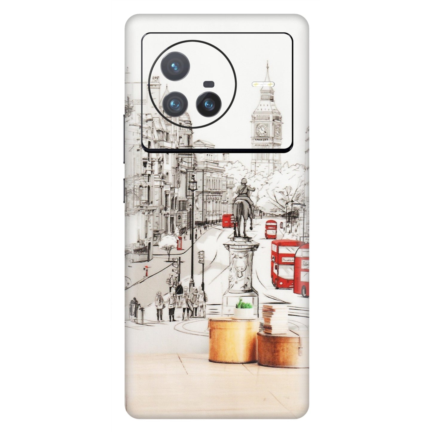 VIVO Z/V/X/T/U/S Series Phone Skins (All Models) - London Street - Transparent Finish (T-02) Vivo X80 (5G)