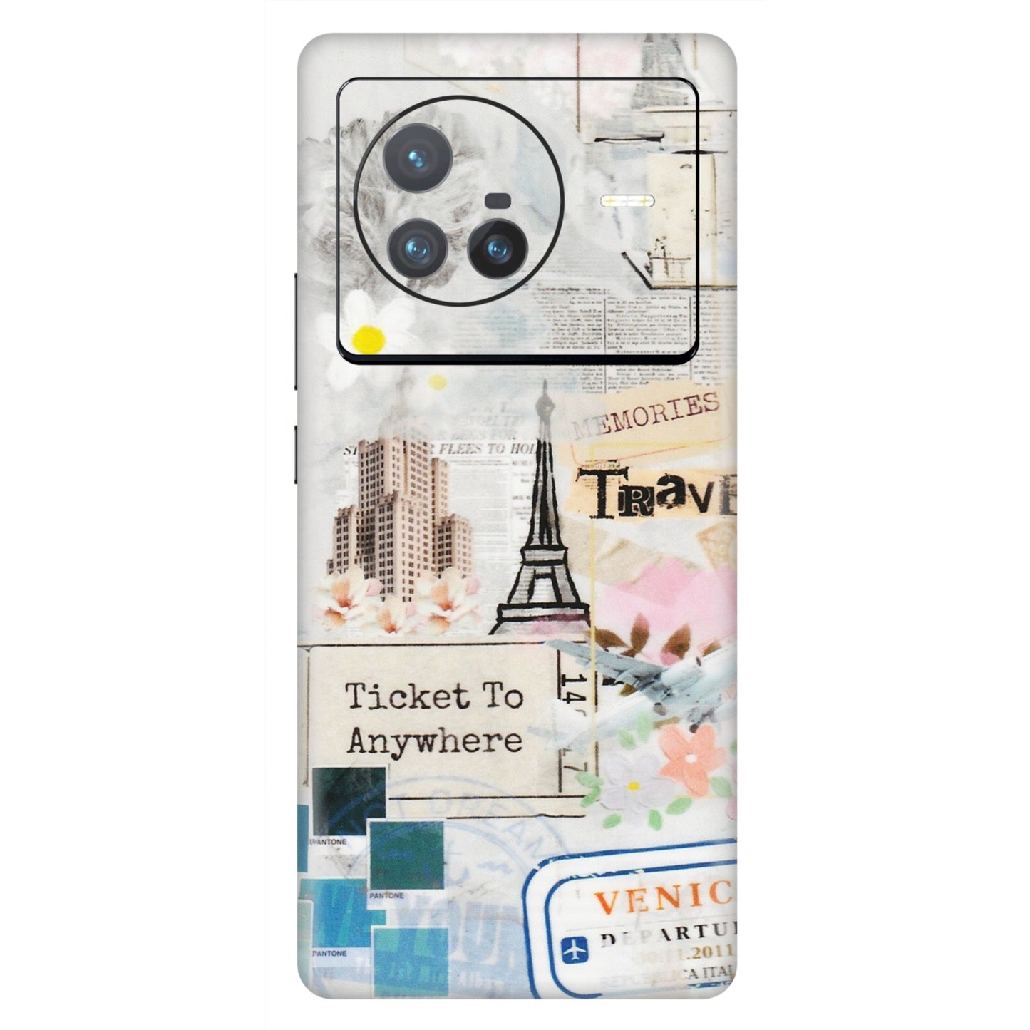 VIVO Z/V/X/T/U/S Series Phone Skins (All Models) - Travel Memories - Transparent Finish (T-09) Vivo X80 (5G)