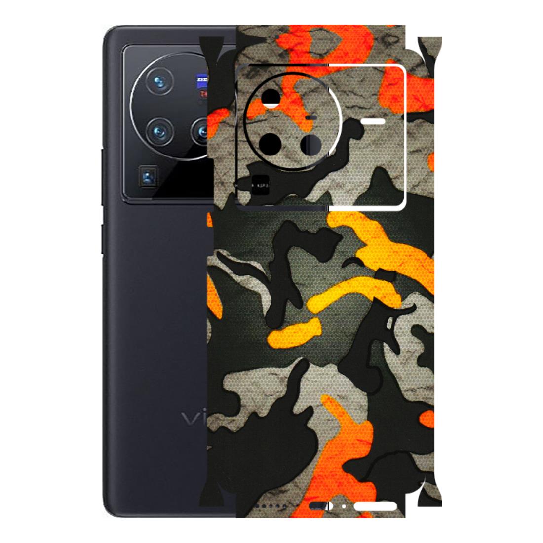 VIVO Z/V/X/T/U/S Series Phone Skins (All Models) - Orange Camouflage - 3D Embossed Finish (L-204) Vivo X80 Pro (5G)