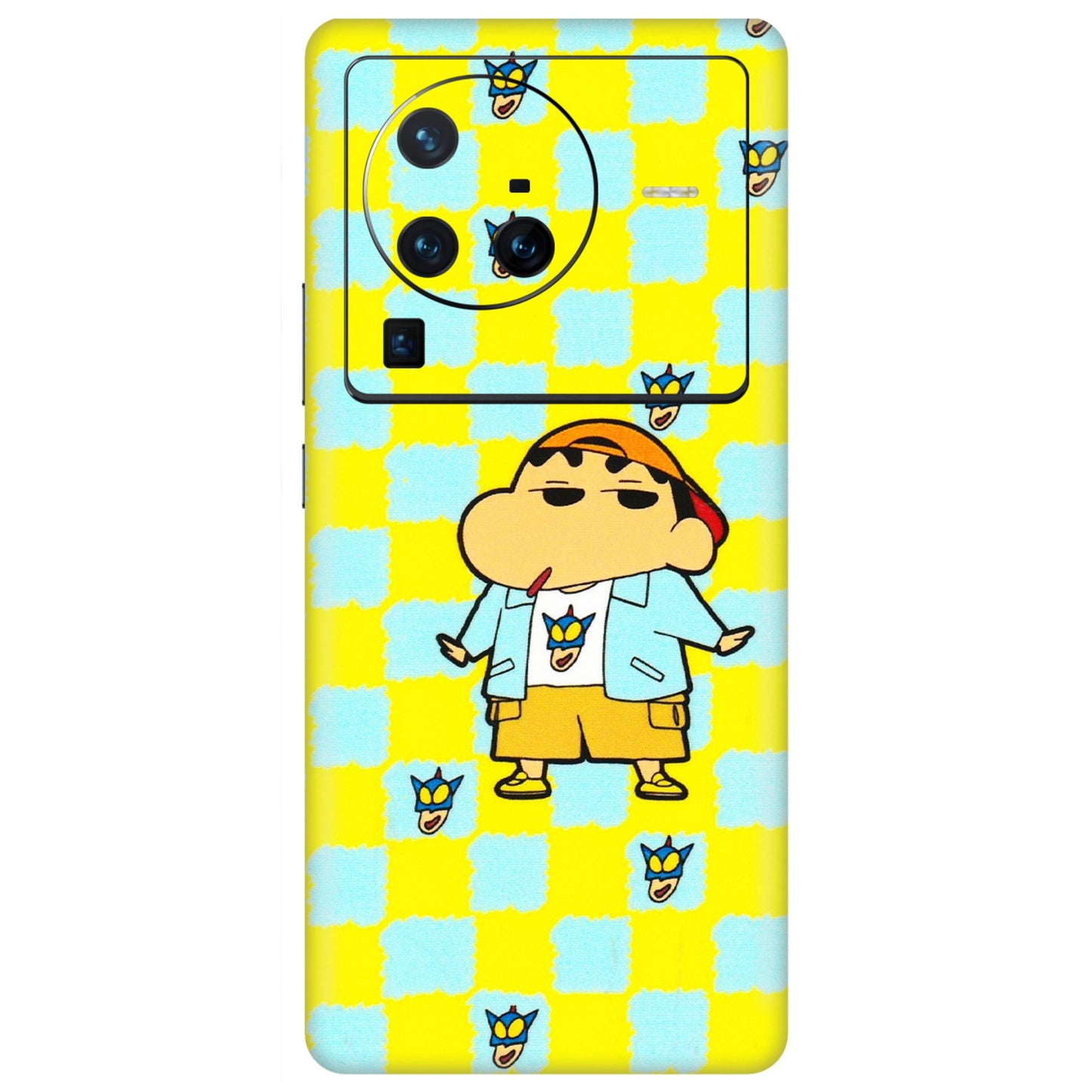 VIVO Z/V/X/T/U/S Series Phone Skins (All Models) - Yellow Blue Shinchan Cute - 3D Embossed Finish (L-221) Vivo X80 Pro (5G)