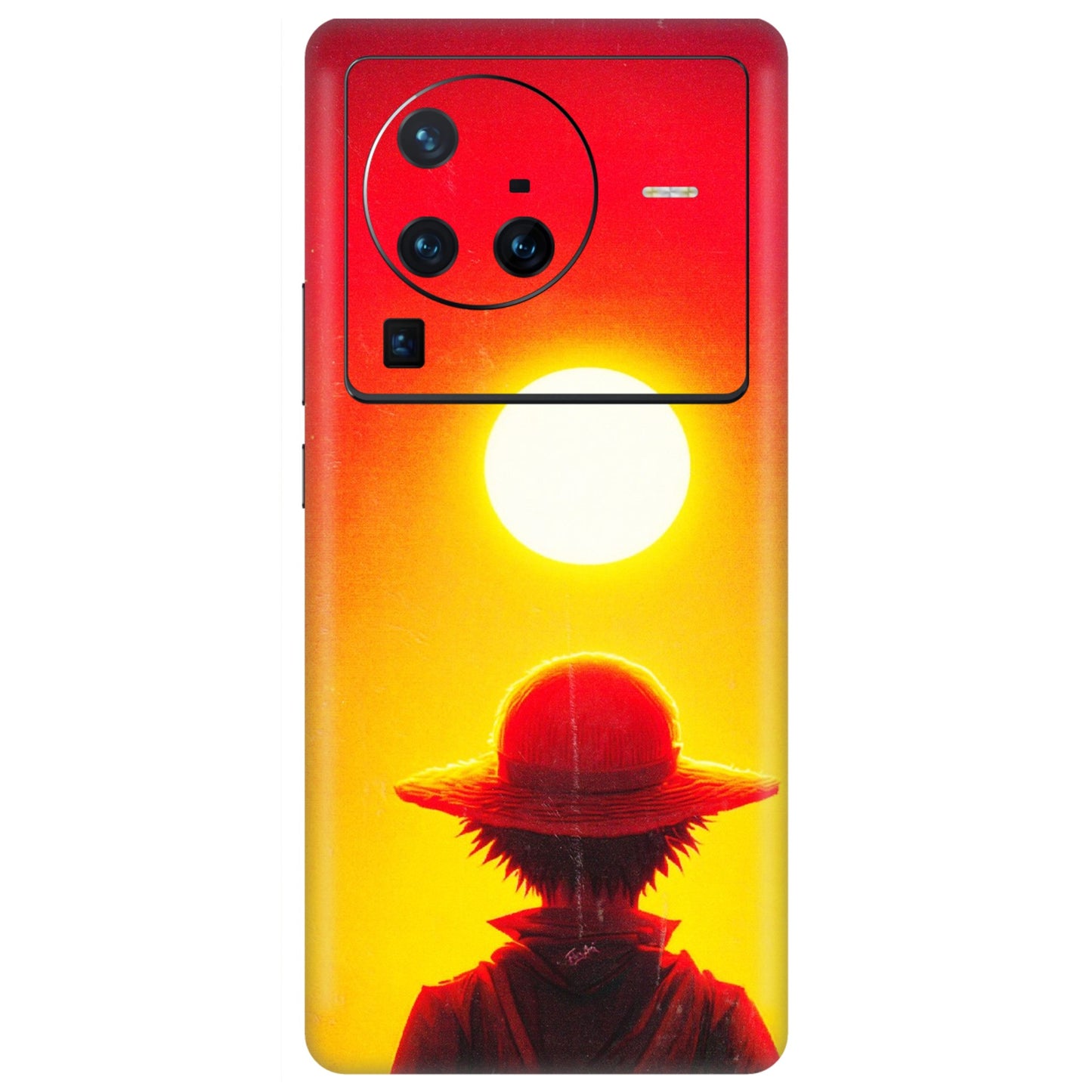 VIVO Z/V/X/T/U/S Series Phone Skins (All Models) - Cool Sunset With Monkey D.Luffy Anime - 3D Embossed Finish (L-329) Vivo X80 Pro (5G)