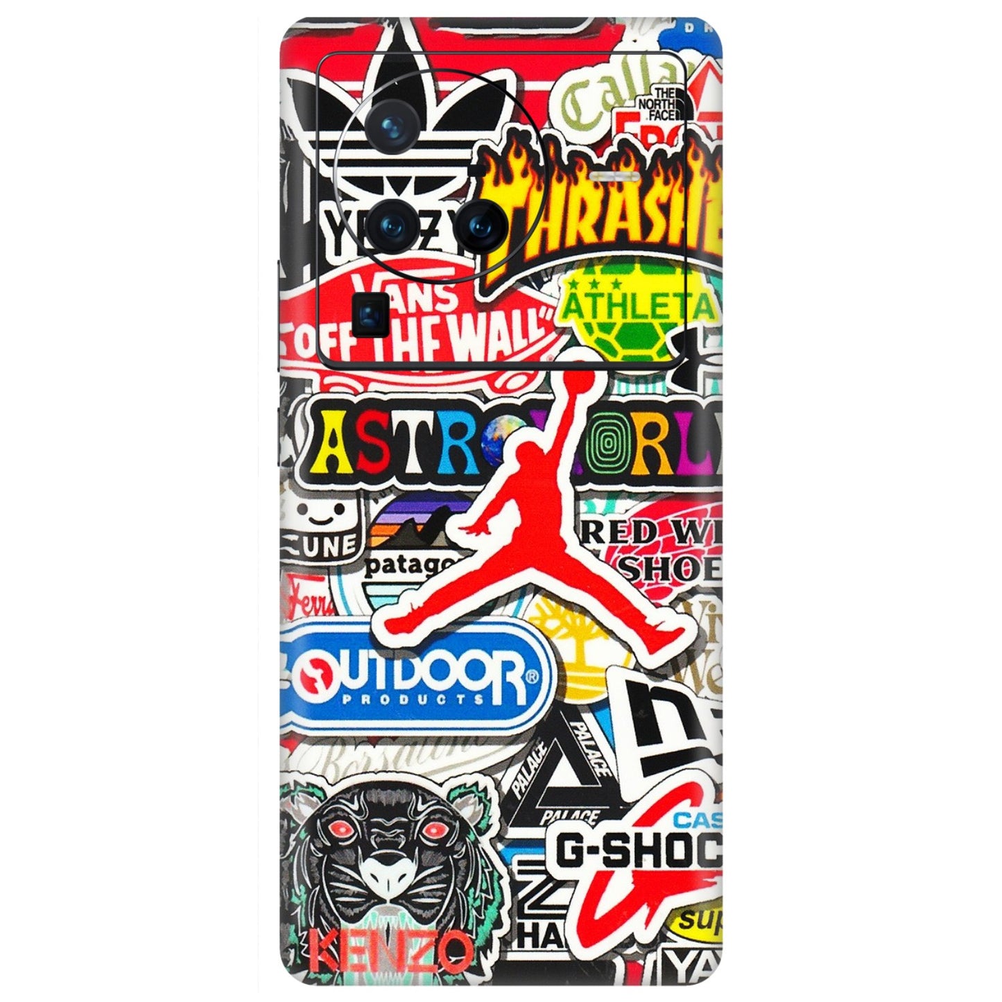 VIVO Z/V/X/T/U/S Series Phone Skins (All Models) - Multi Brands Sticker Graffiti - 3D Embossed Finish (L-37) Vivo X80 Pro (5G)