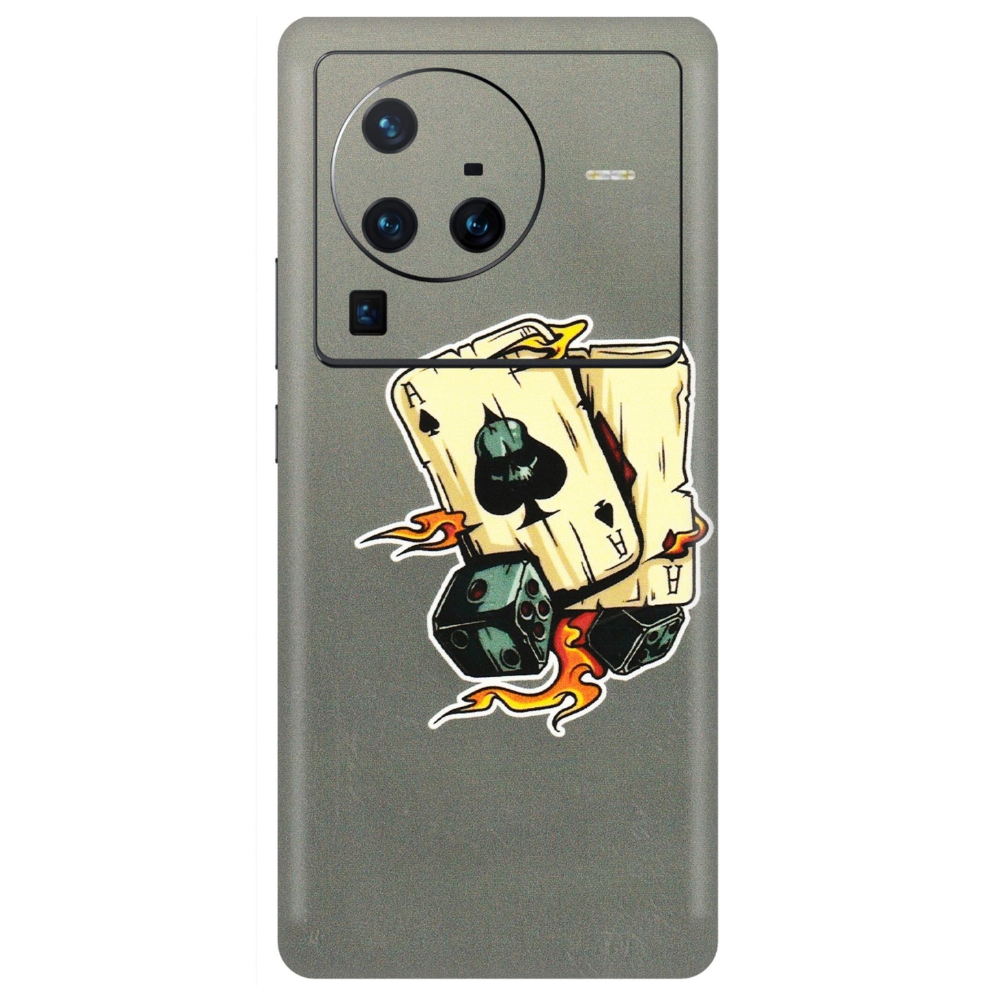 VIVO Z/V/X/T/U/S Series Phone Skins (All Models) - Grey Cards Of Ace - 3D Embossed Finish (L-77) Vivo X80 Pro (5G)
