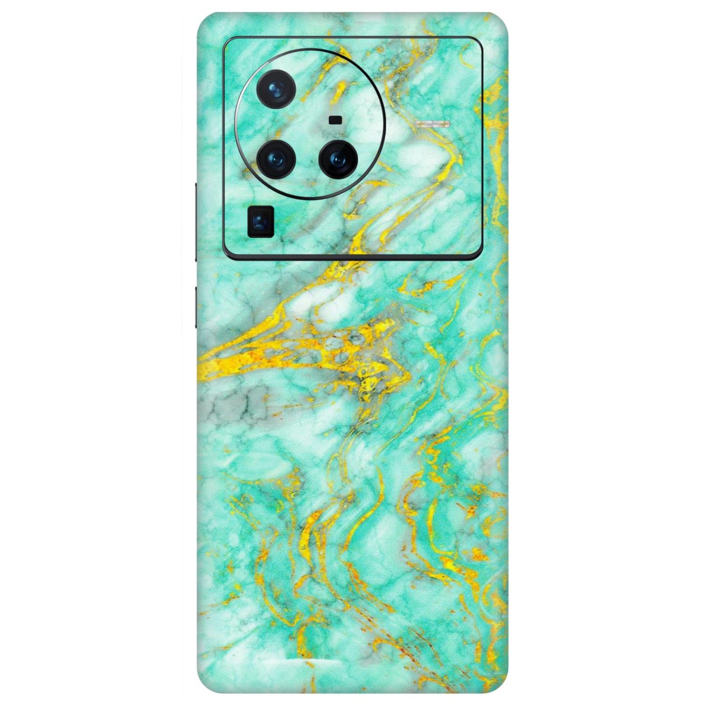 VIVO Z/V/X/T/U/S Series Phone Skins (All Models) - Green And Gold Marble Feel - Matte Finish (M-16) Vivo X80 Pro (5G)