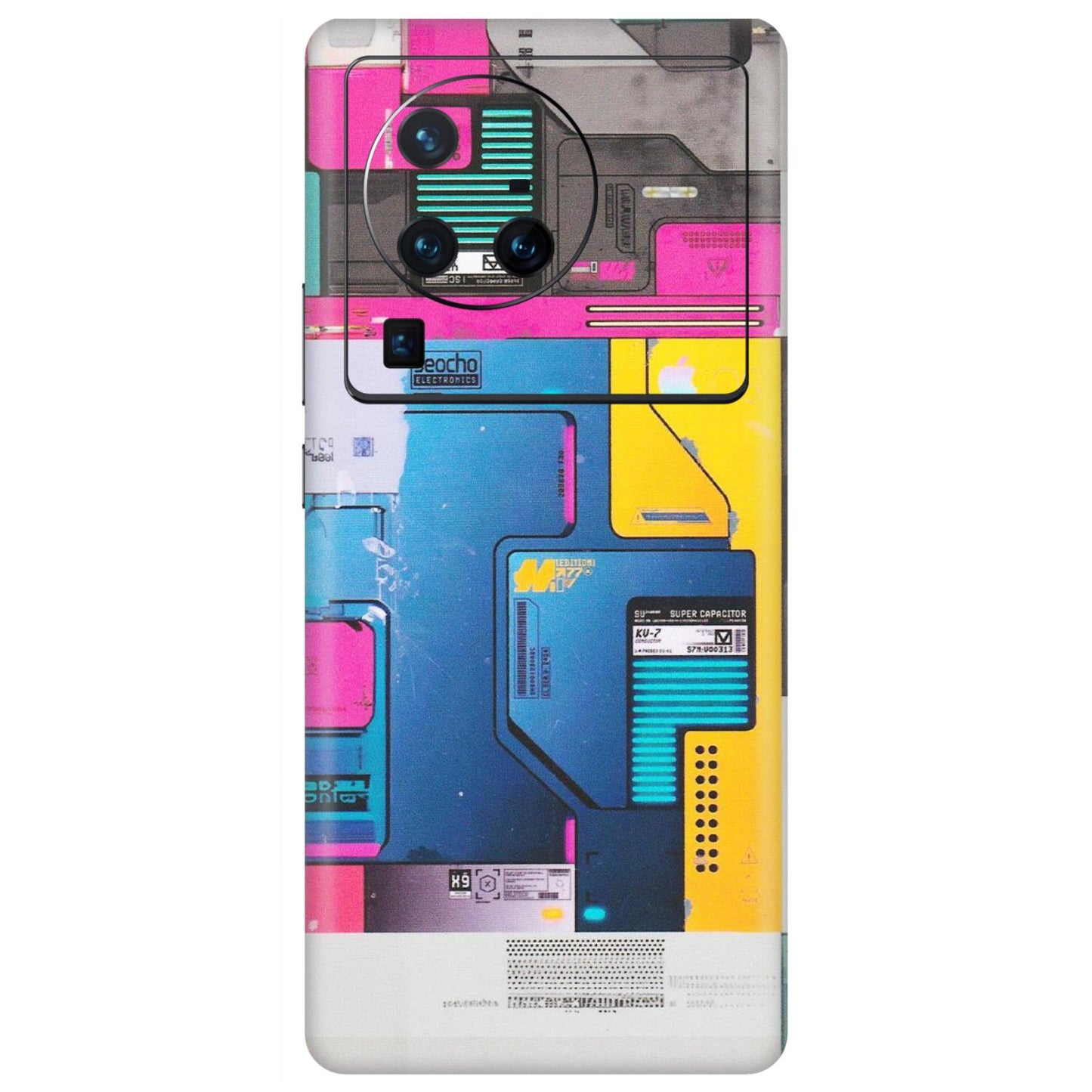 VIVO Z/V/X/T/U/S Series Phone Skins (All Models) - Colourfull Motherboard Internals - Matte Finish (M-55) Vivo X80 Pro (5G)