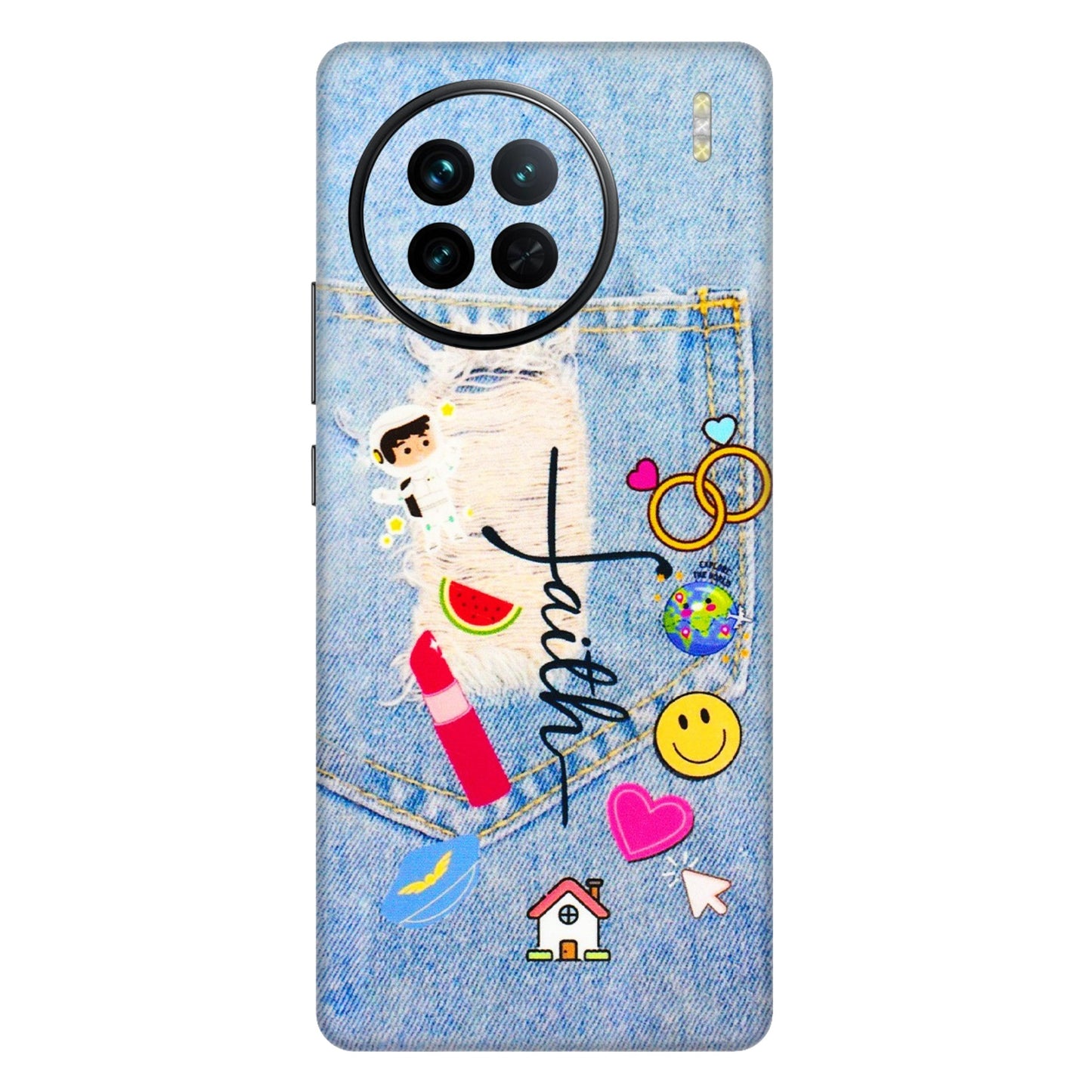 VIVO Z/V/X/T/U/S Series Phone Skins (All Models) - Denim Jeans Pocket - 3D Embossed Finish (L-134) Vivo X90