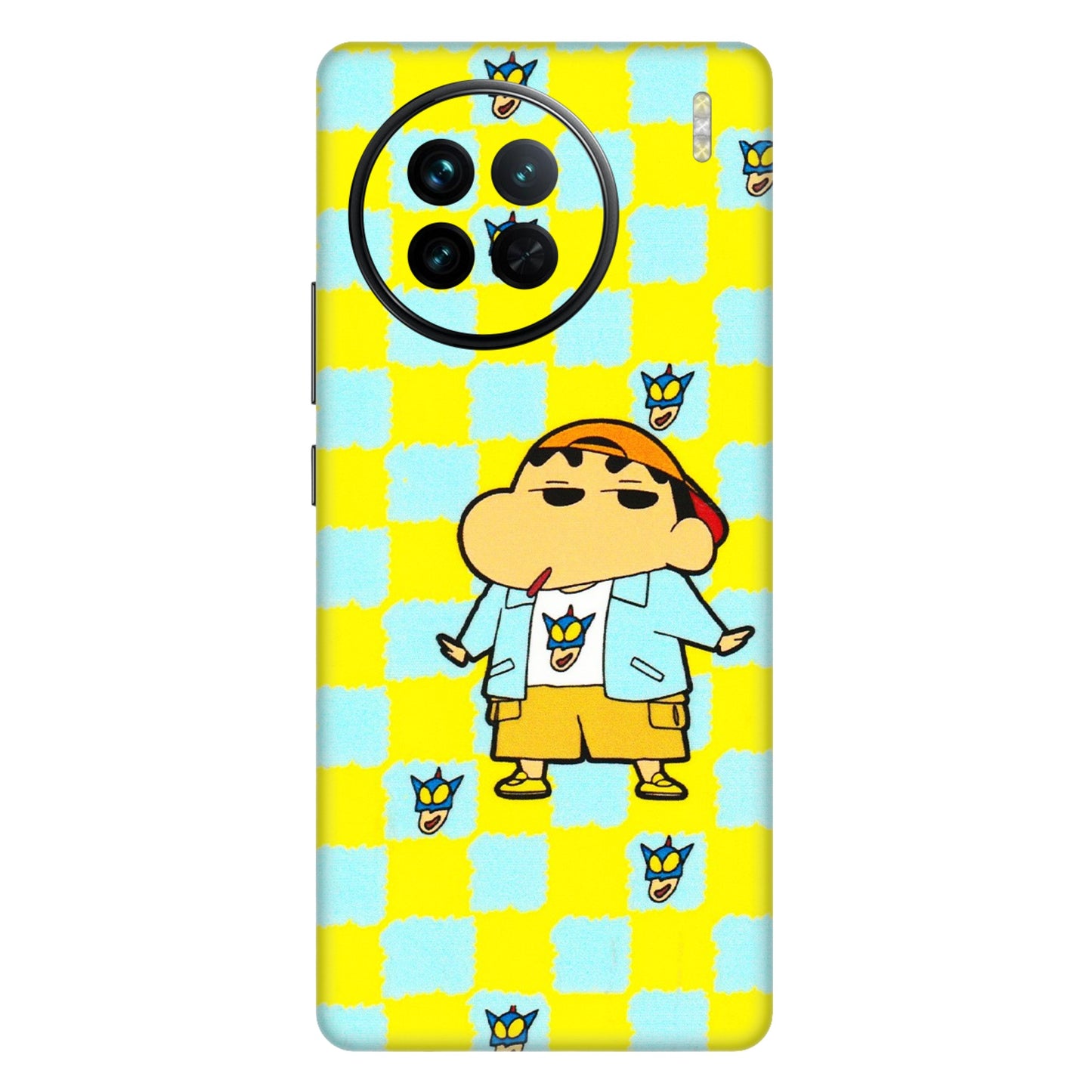 VIVO Z/V/X/T/U/S Series Phone Skins (All Models) - Yellow Blue Shinchan Cute - 3D Embossed Finish (L-221) Vivo X90
