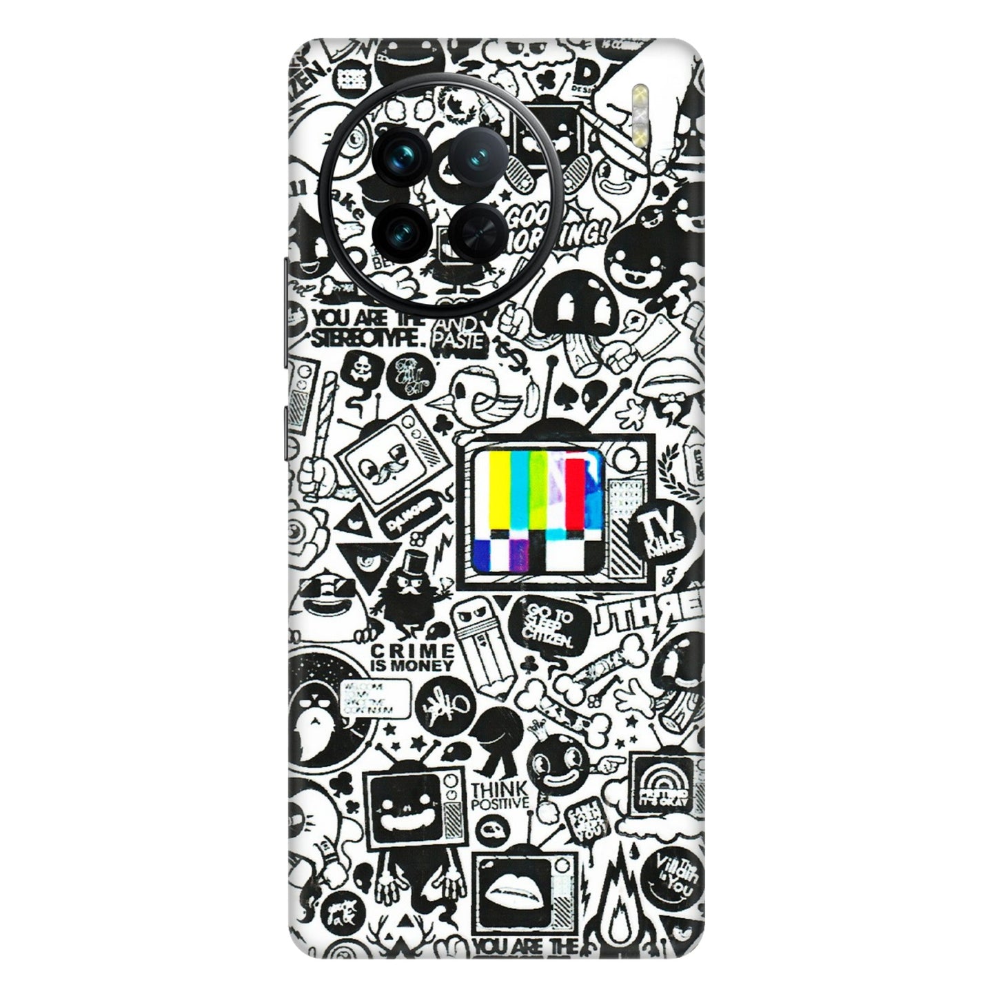 VIVO Z/V/X/T/U/S Series Phone Skins (All Models) - Doodles Positive Art - 3D Embossed Finish (L-263) Vivo X90