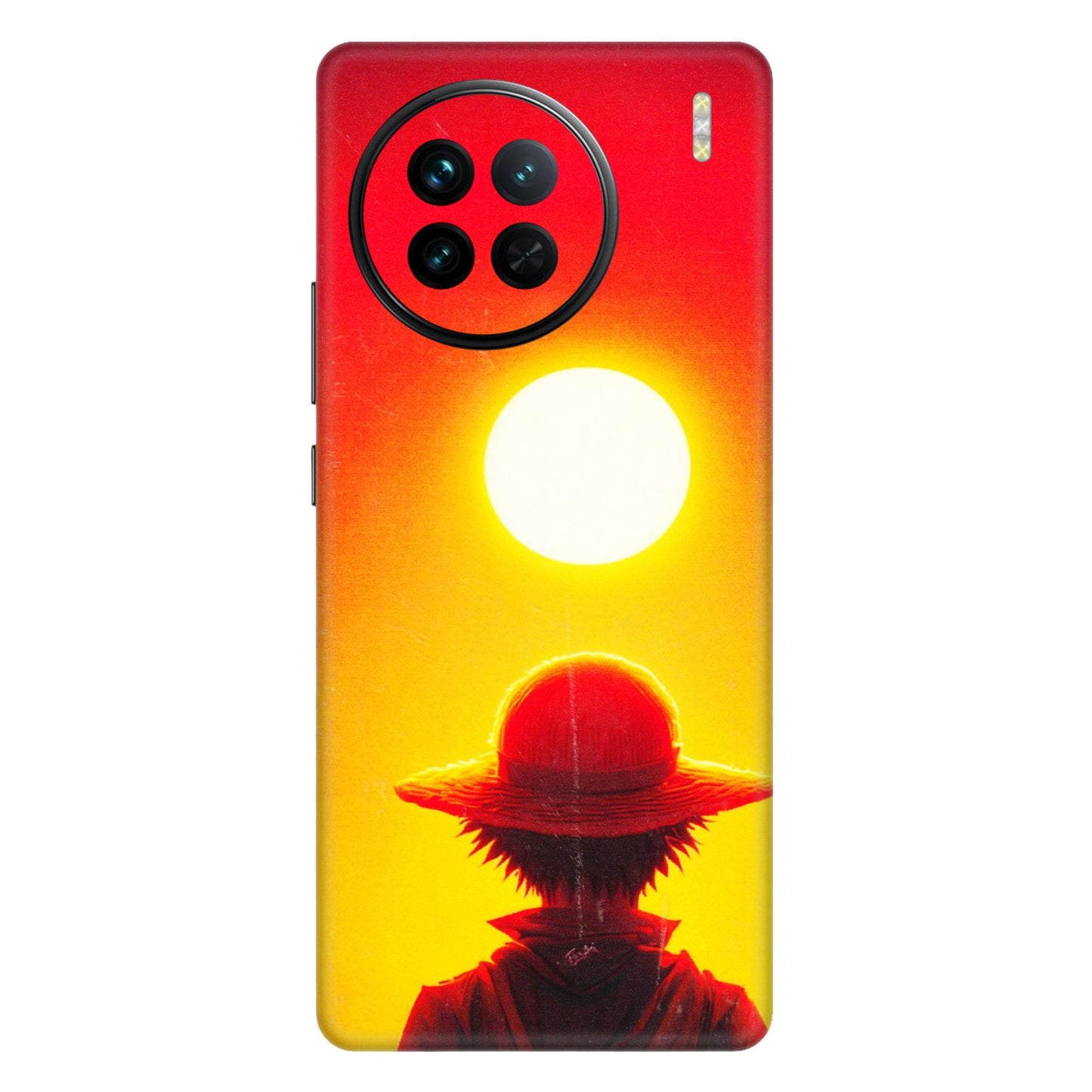 VIVO Z/V/X/T/U/S Series Phone Skins (All Models) - Cool Sunset With Monkey D.Luffy Anime - 3D Embossed Finish (L-329) Vivo X90
