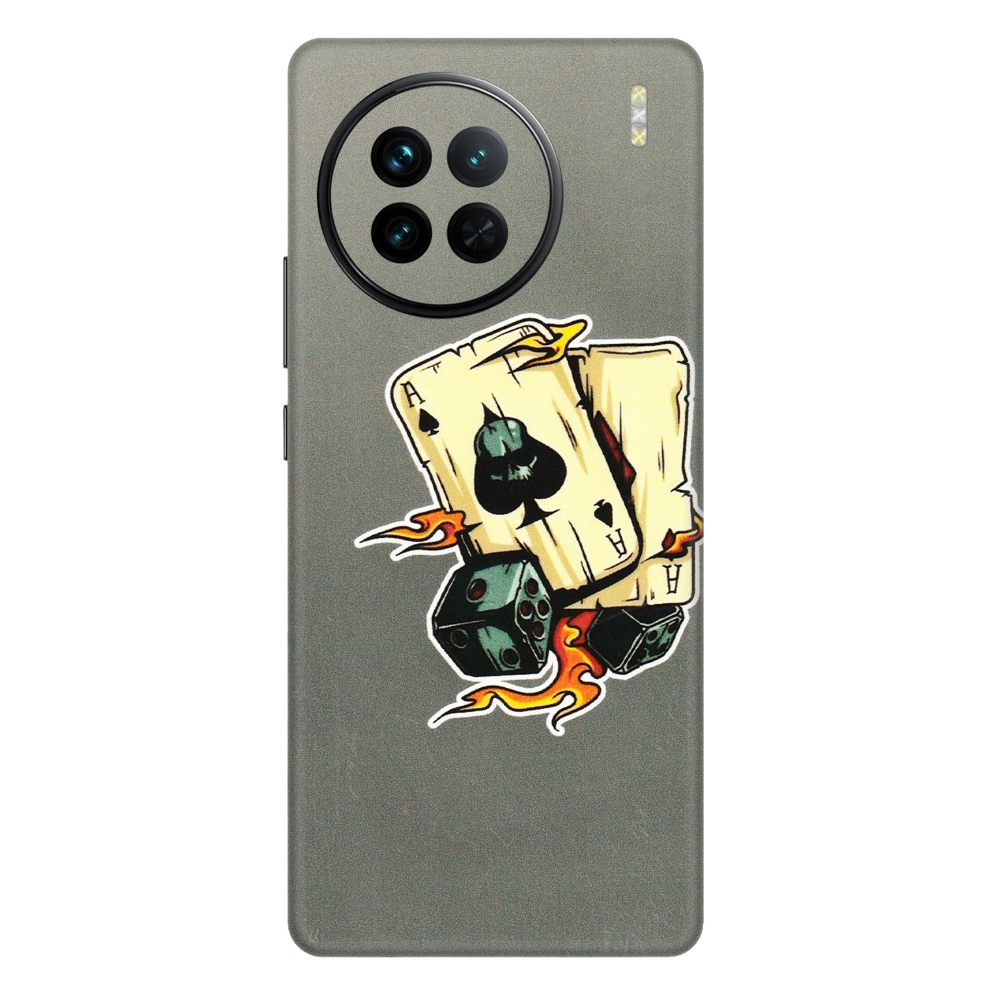 VIVO Z/V/X/T/U/S Series Phone Skins (All Models) - Grey Cards Of Ace - 3D Embossed Finish (L-77) Vivo X90