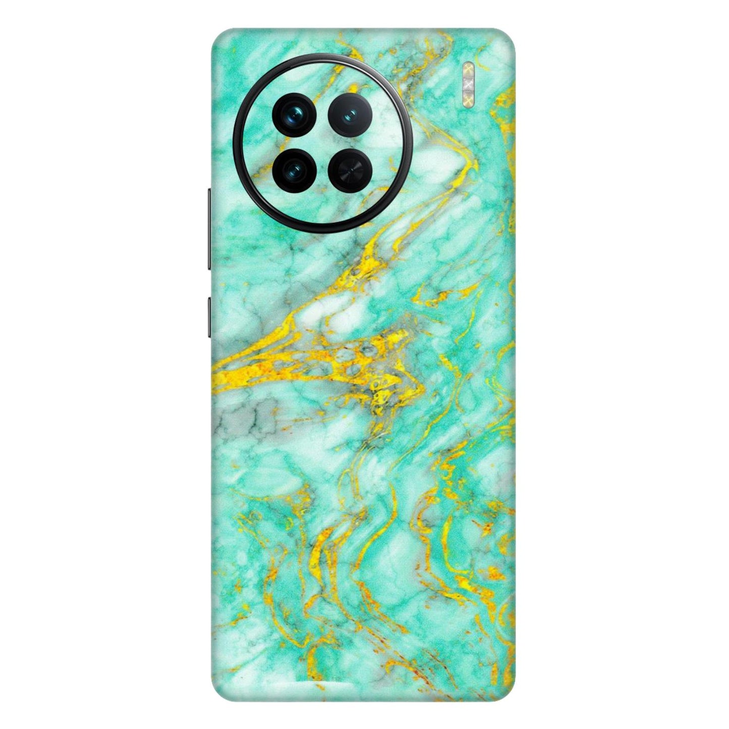 VIVO Z/V/X/T/U/S Series Phone Skins (All Models) - Green And Gold Marble Feel - Matte Finish (M-16) Vivo X90