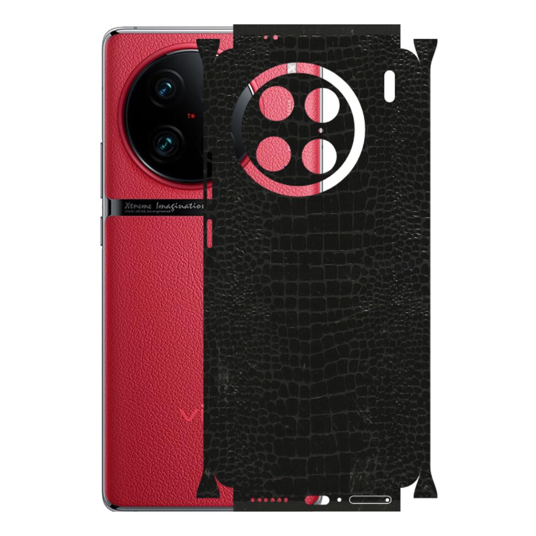 VIVO Z/V/X/T/U/S Series Phone Skins (All Models) - Snake Leather Black - 3D Embossed Finish (L-107) Vivo X90 Pro
