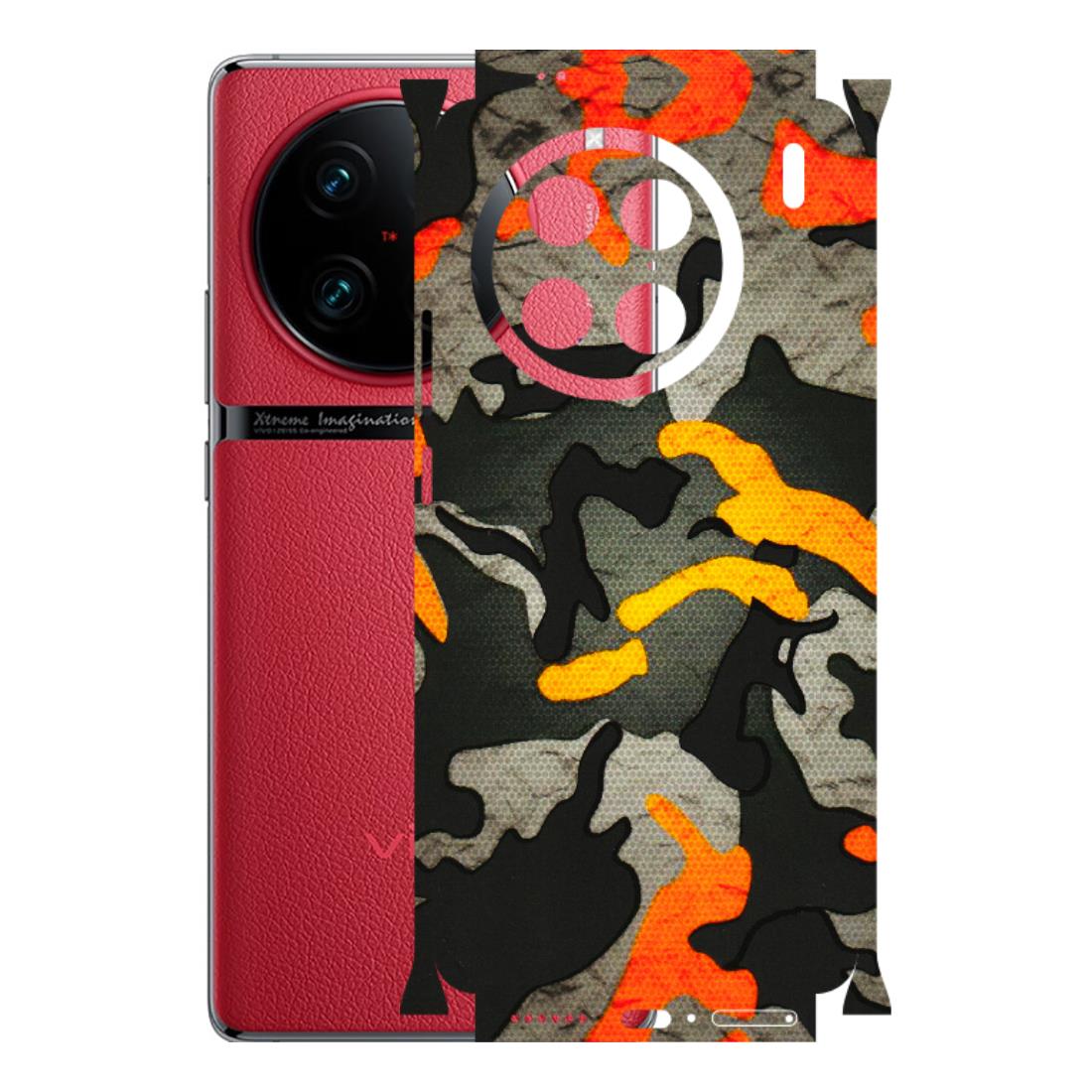 VIVO Z/V/X/T/U/S Series Phone Skins (All Models) - Orange Camouflage - 3D Embossed Finish (L-204) Vivo X90 Pro