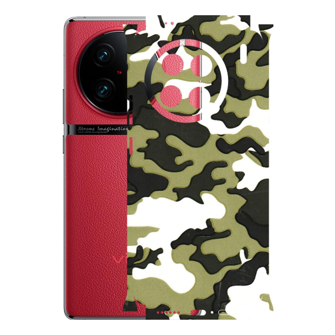 VIVO Z/V/X/T/U/S Series Phone Skins (All Models) - Camouflages White And Green - 3D Embossed Finish (L-243) Vivo X90 Pro