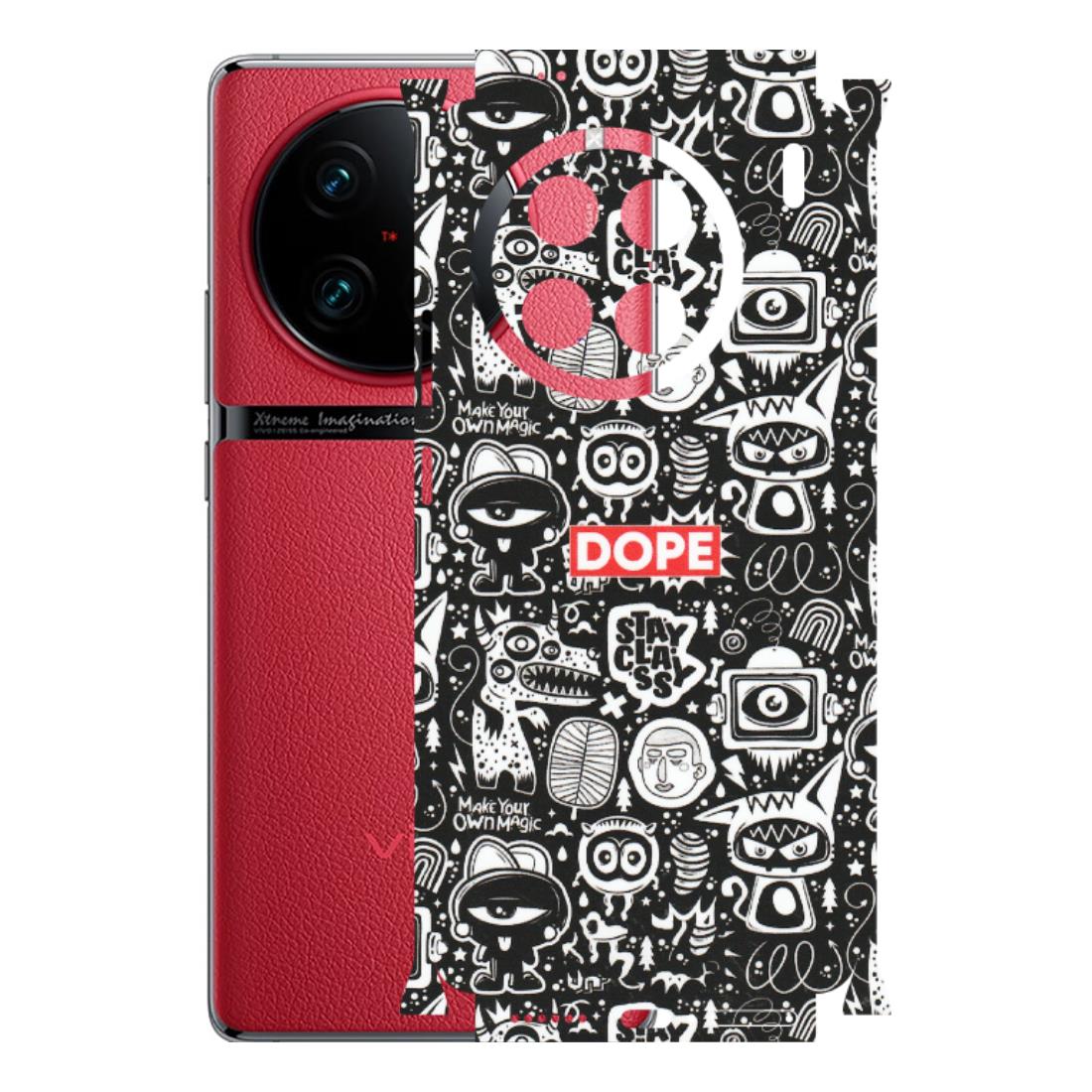 VIVO Z/V/X/T/U/S Series Phone Skins (All Models) - Dope Stay Classy Black Doodles - Matte Finish (M-126) Vivo X90 Pro