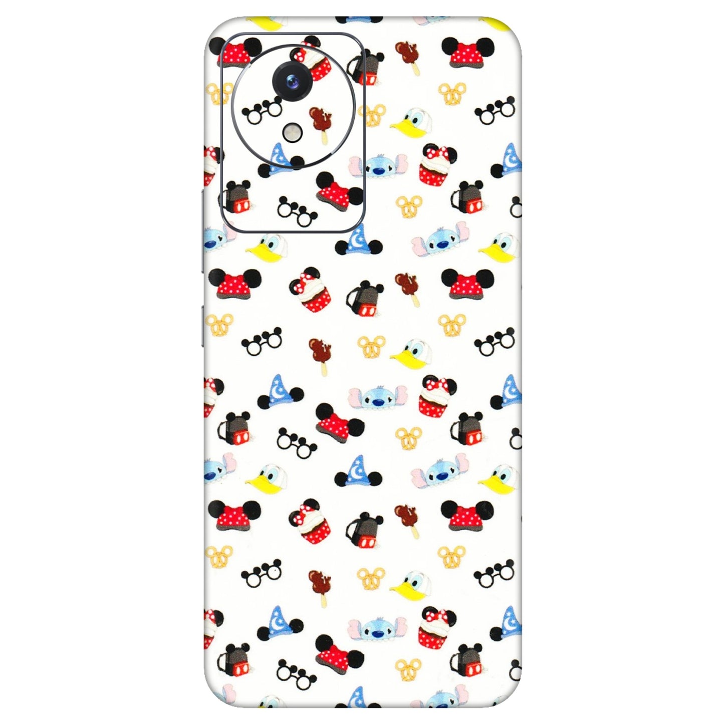 VIVO Y Series Phone Skins (All Models) - Minnie Mouse & Donald Doodles s - 3D Embossed Finish (L-194) Vivo Y02