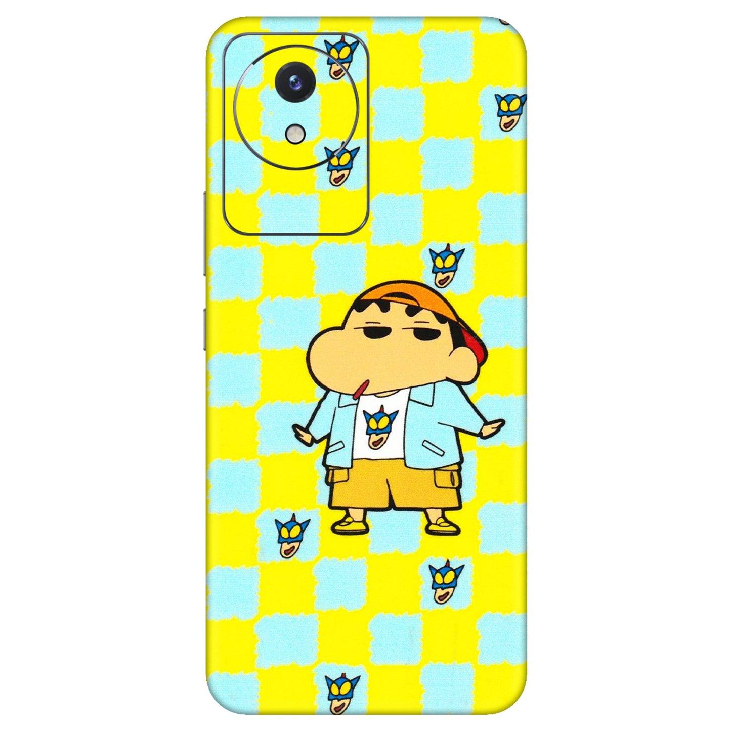 VIVO Y Series Phone Skins (All Models) - Yellow Blue Shinchan Cute - 3D Embossed Finish (L-221) Vivo Y02