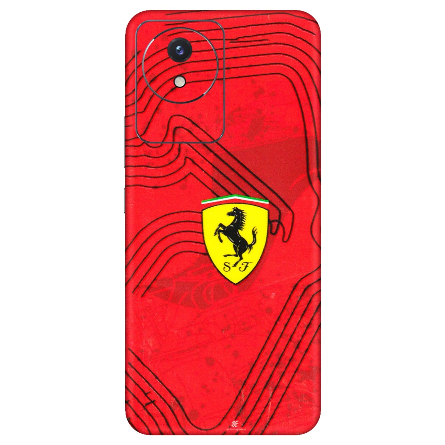 VIVO Y Series Phone Skins (All Models) - Red Ferrari Logo Stylish - 3D Embossed Finish (L-238) Vivo Y02