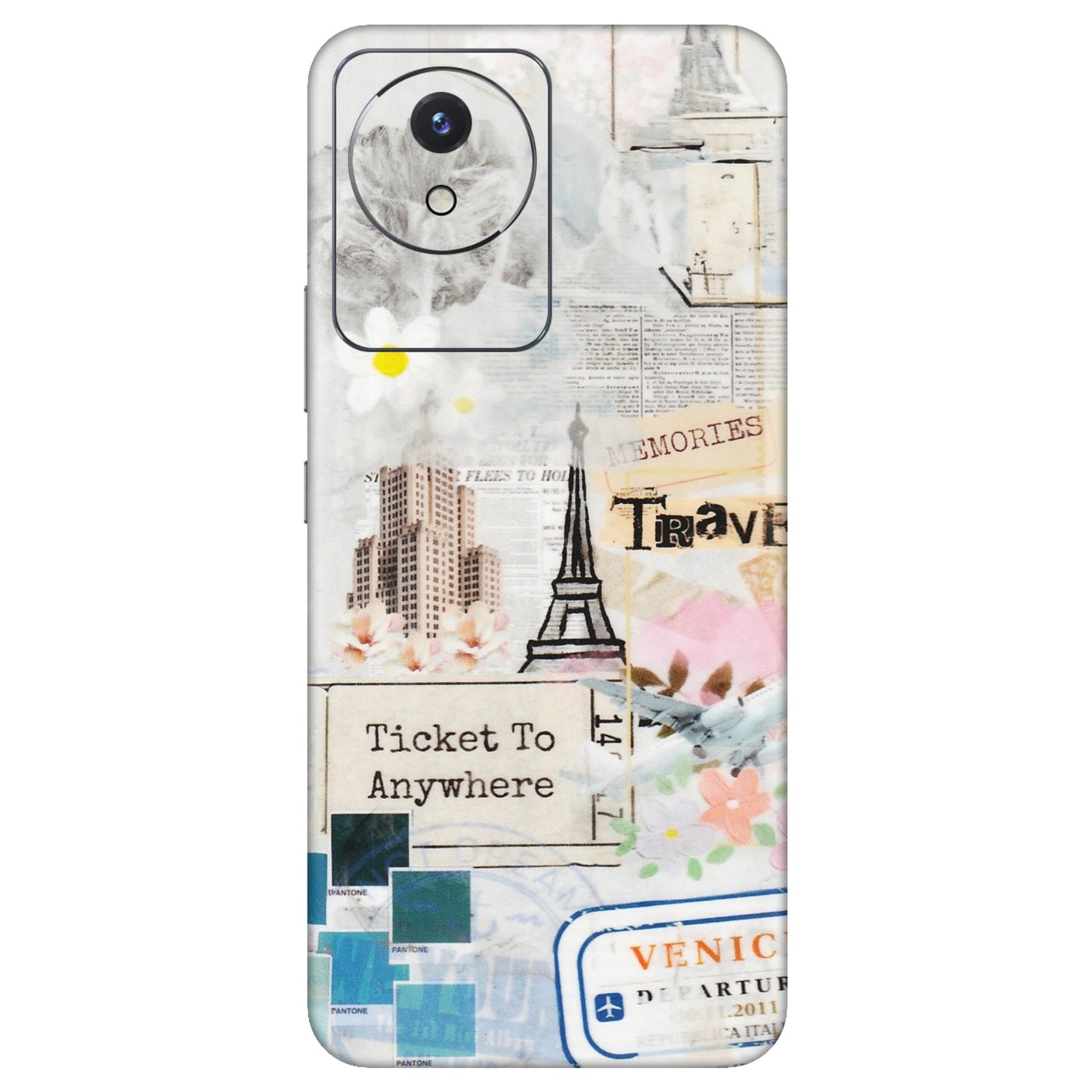 VIVO Y Series Phone Skins (All Models) - Travel Memories - Transparent Finish (T-09) Vivo Y02