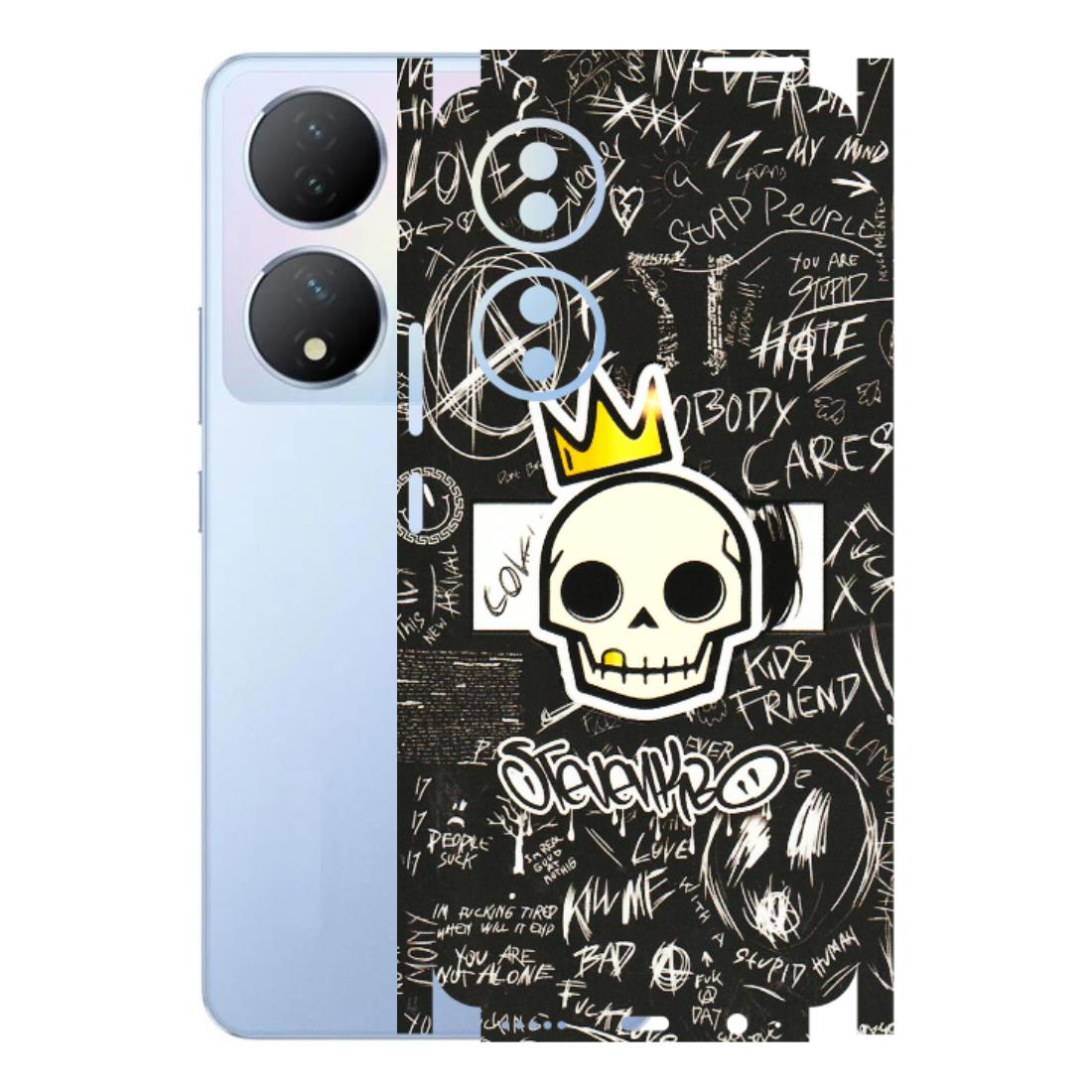 VIVO Y Series Phone Skins (All Models) - Funny Skull Black Chalk Grafitti - 3D Embossed Finish (L-22) Vivo Y100A